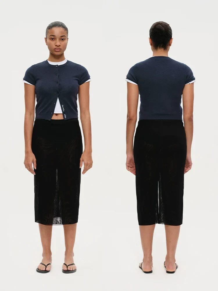 Elastic Mesh Midi Skirt - Image 2
