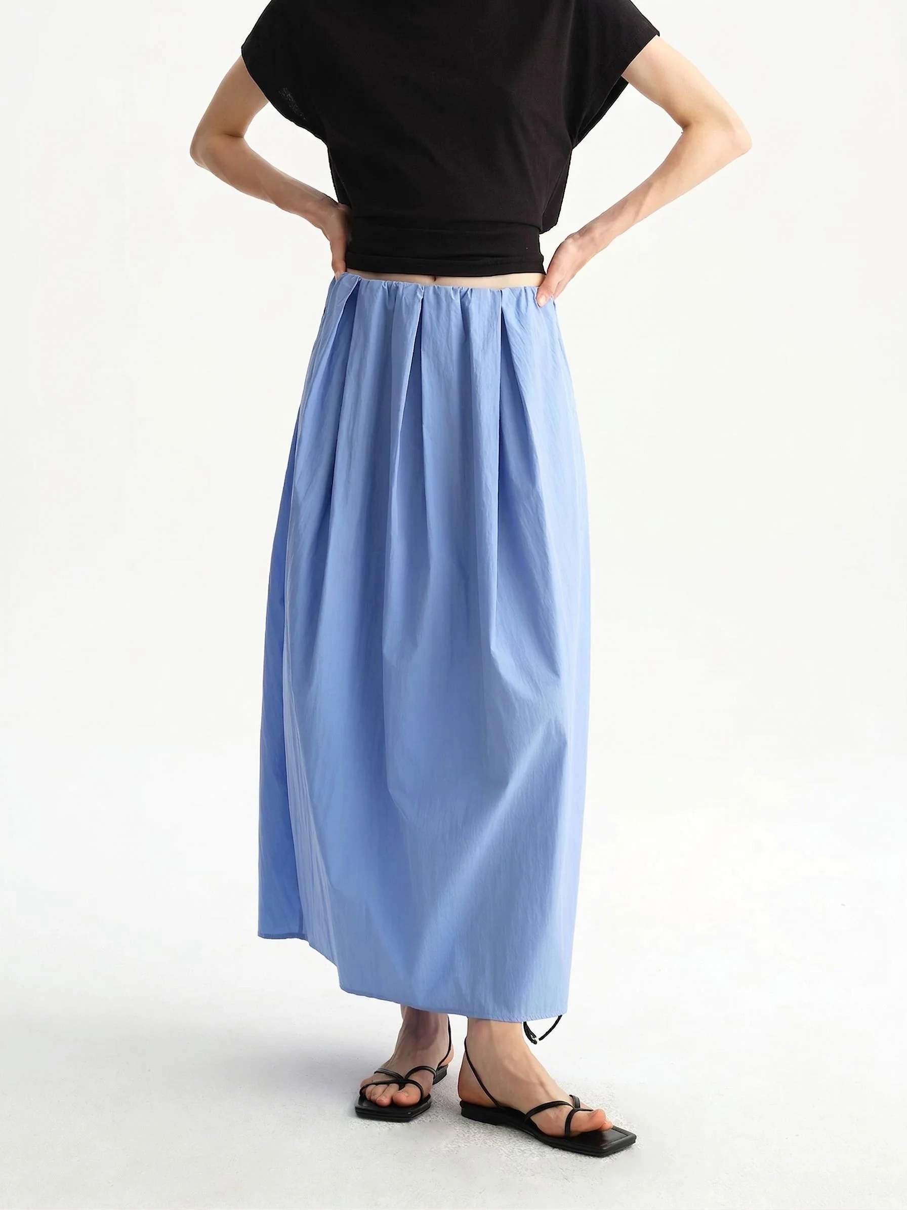Elastic Waist Maxi Skirt