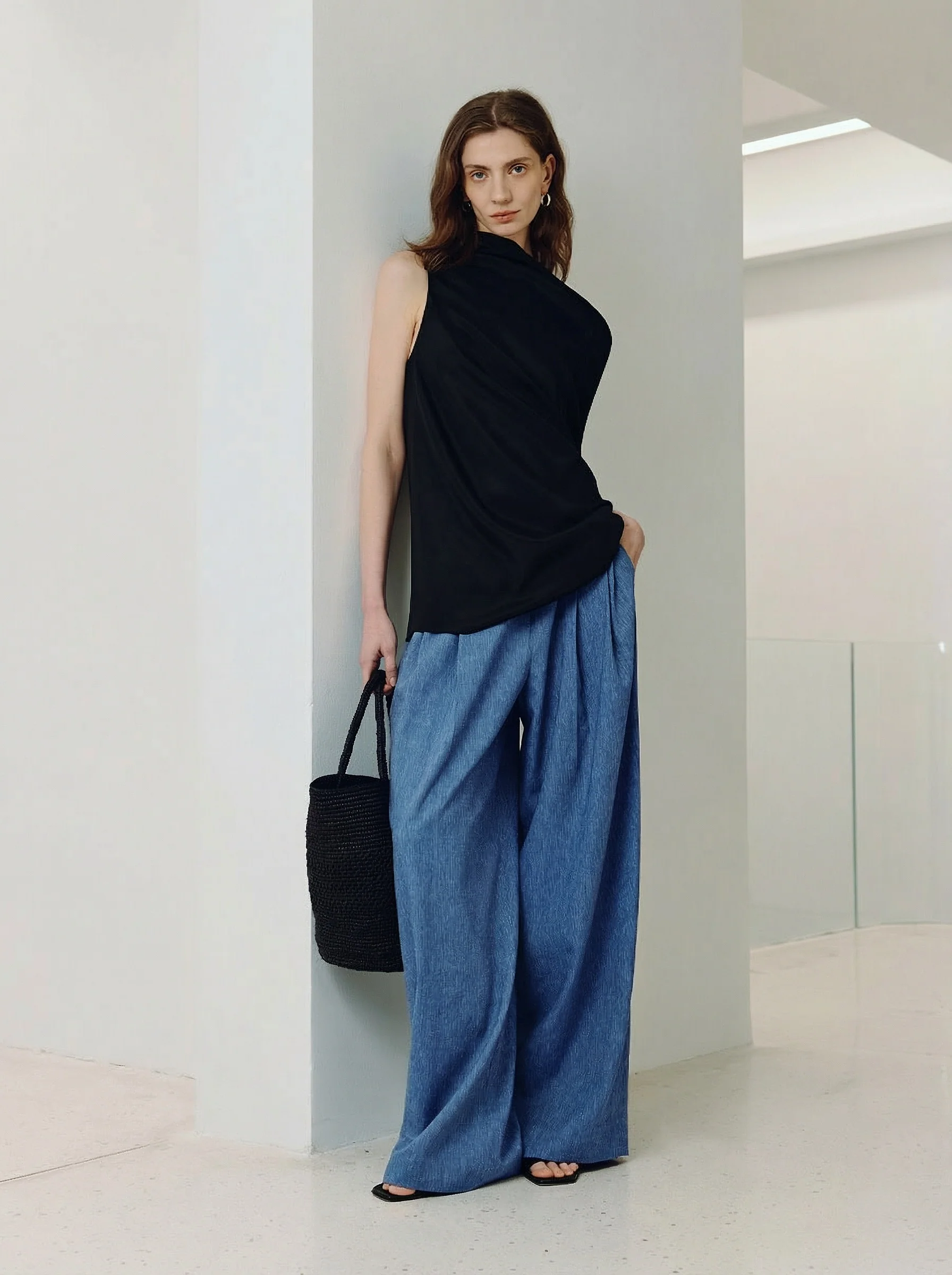 Elastic Wide-Leg Pants