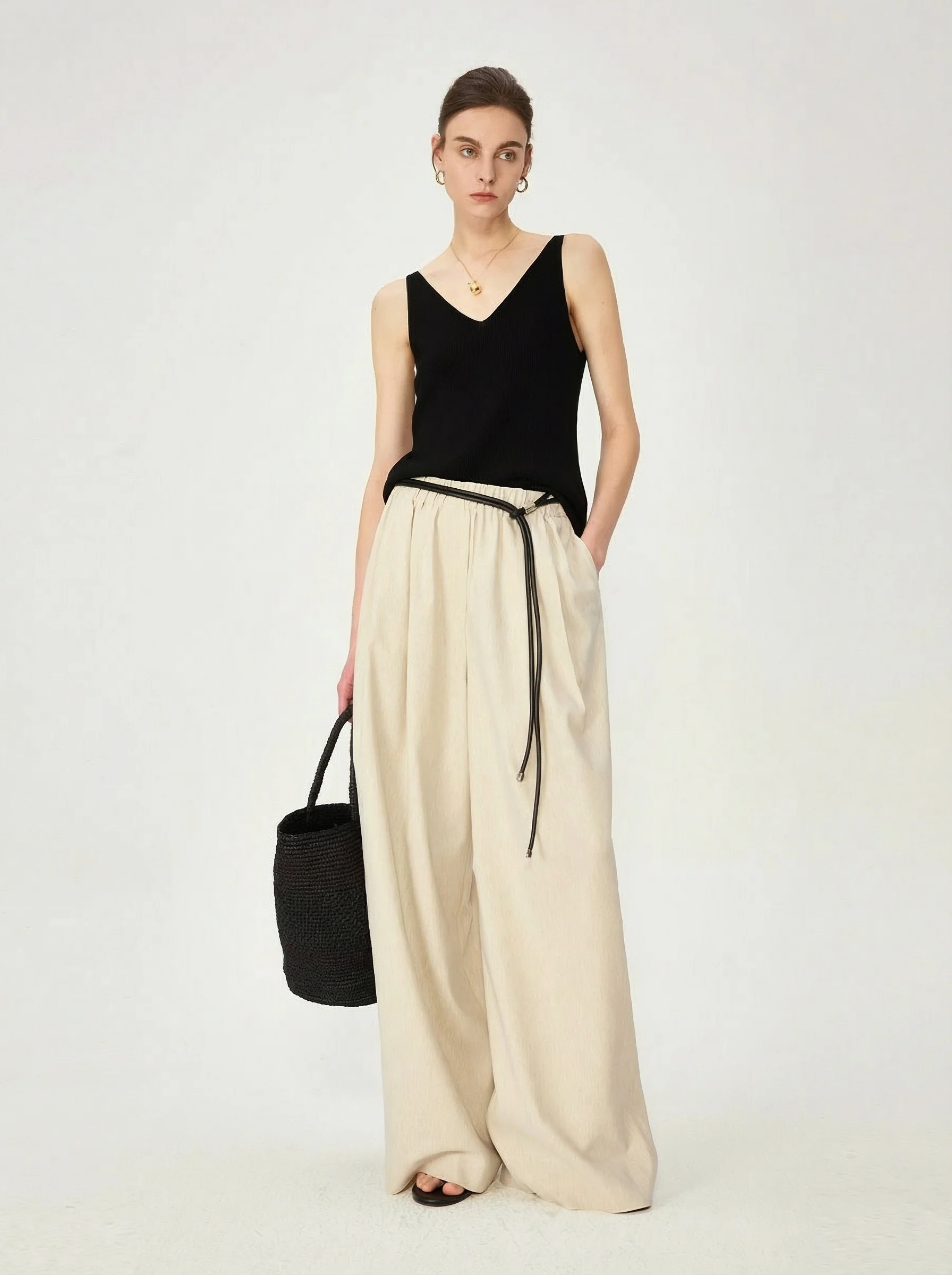 Elastic Wide-Leg Pants - Image 2