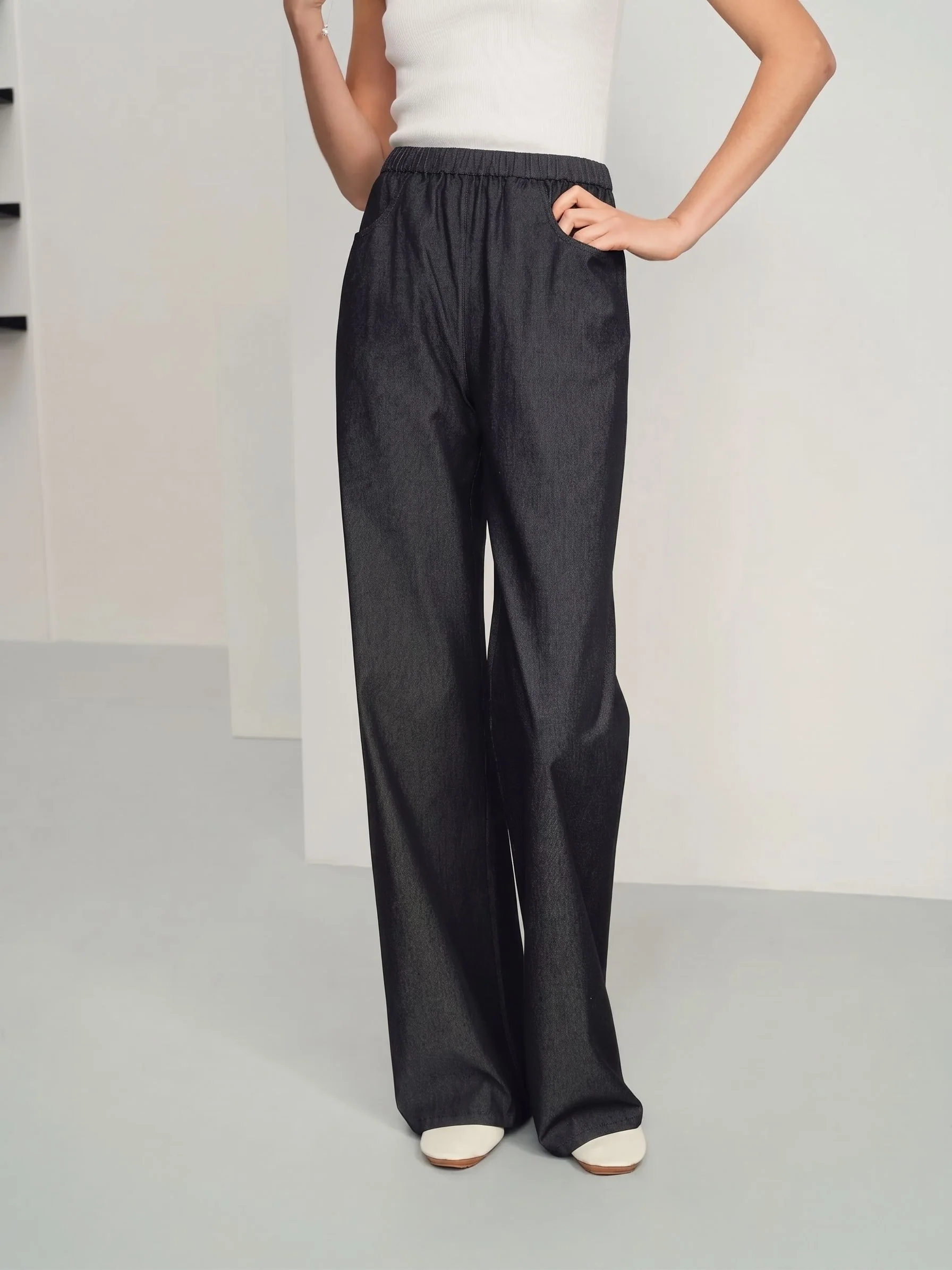 Elastic Wide-Leg Pants