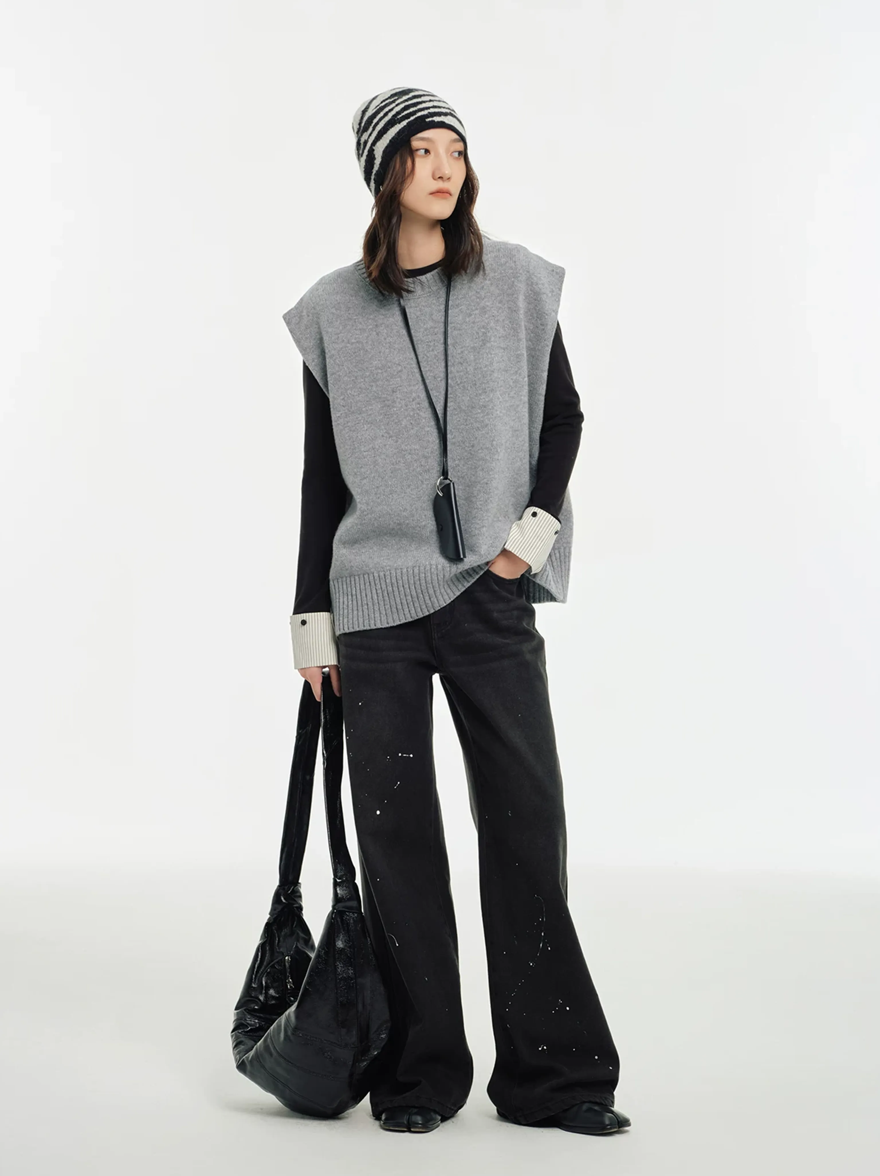 Elegant Contrast-Cuff Top