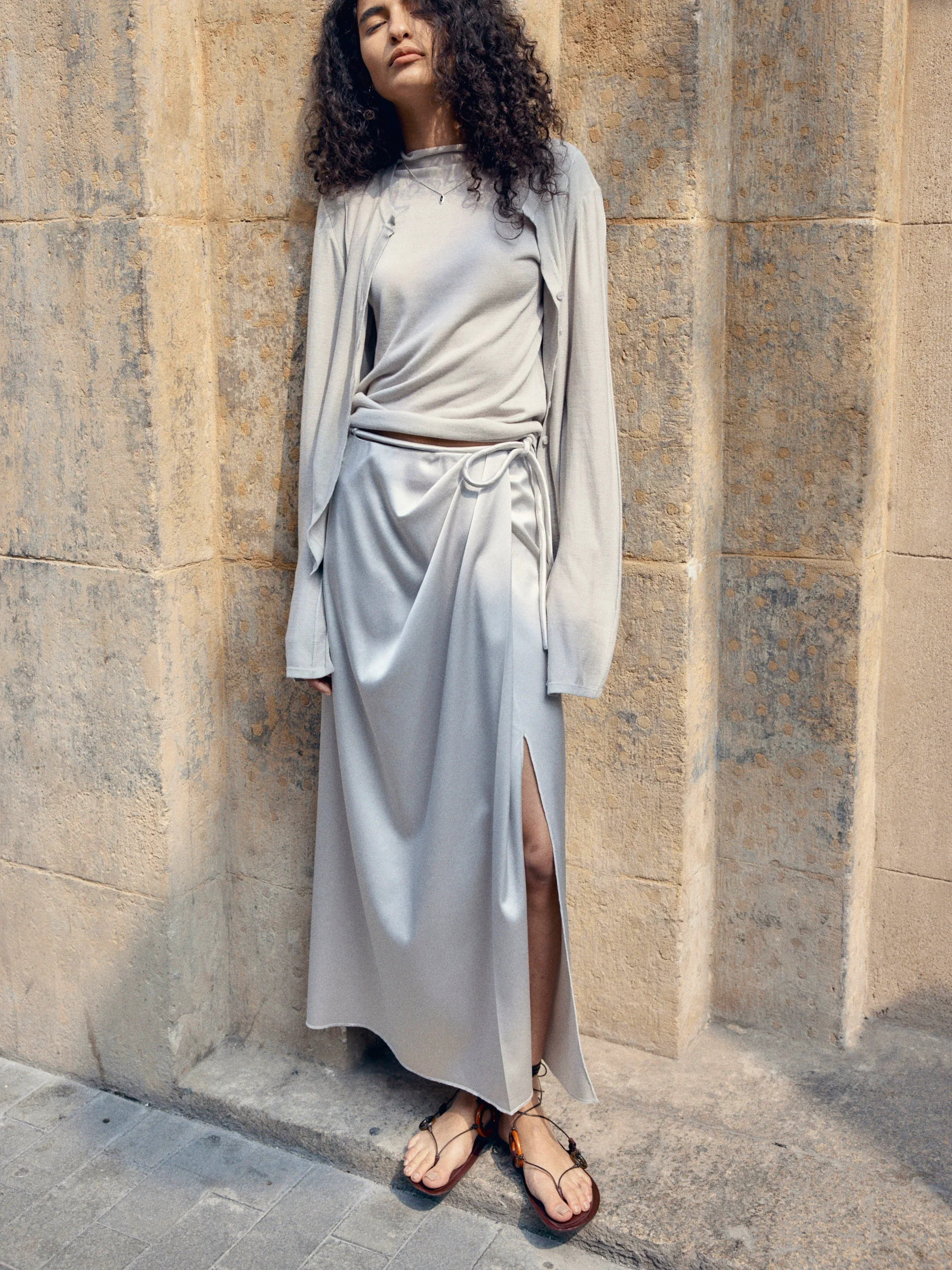 Elegant Satin Wrap Skirt - Image 2