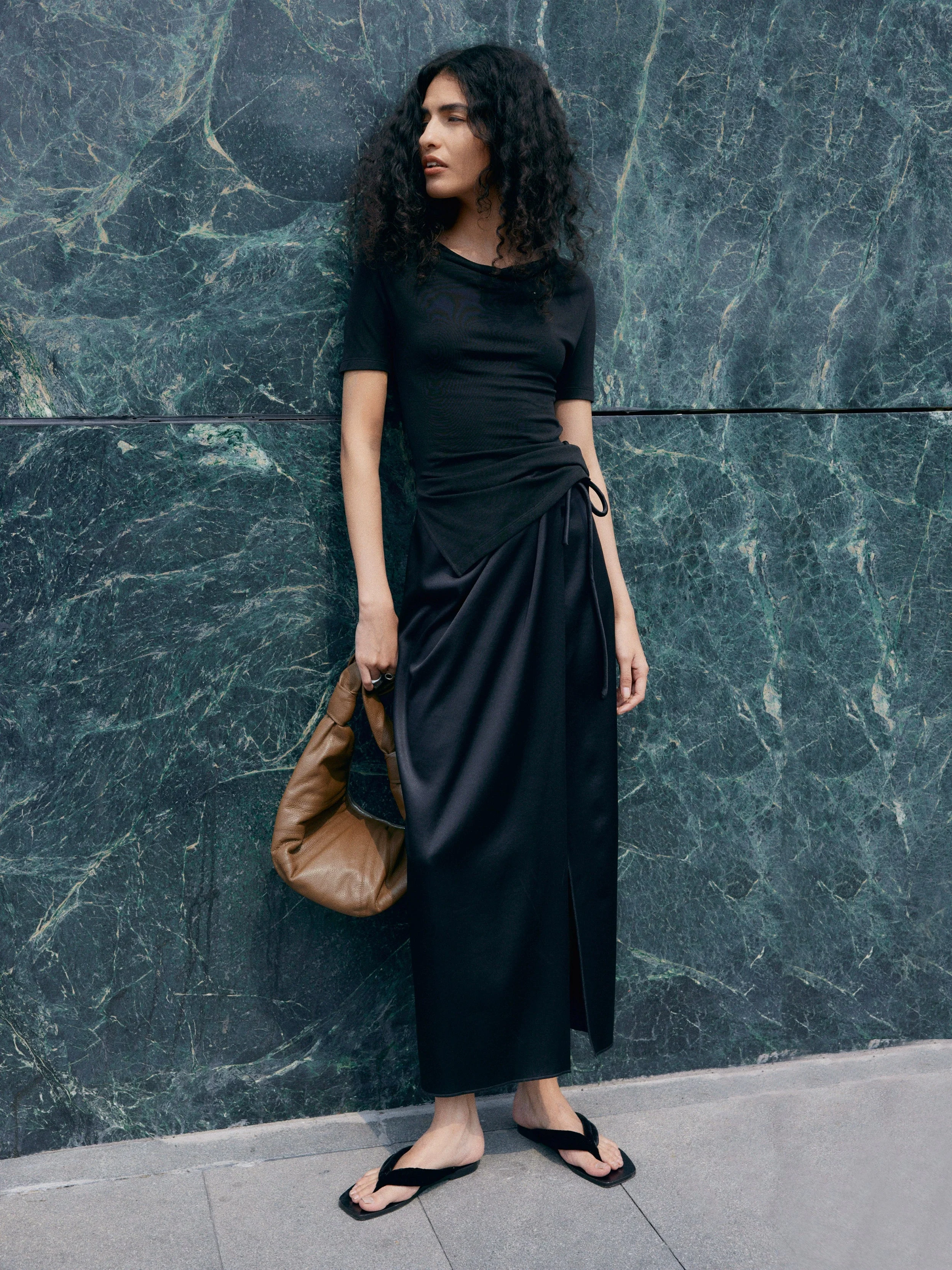 Elegant Satin Wrap Skirt - Image 3