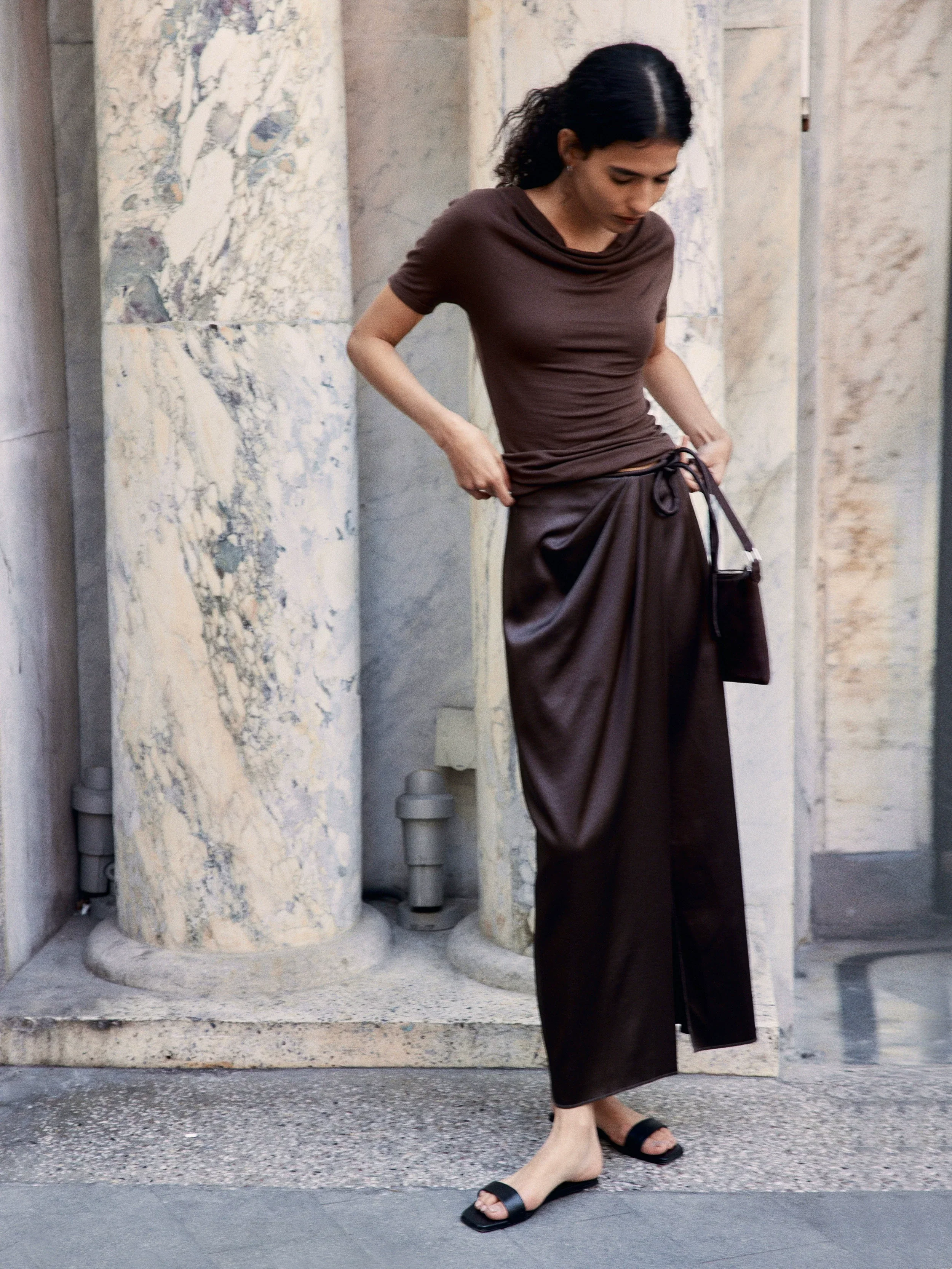 Elegant Satin Wrap Skirt - Image 4