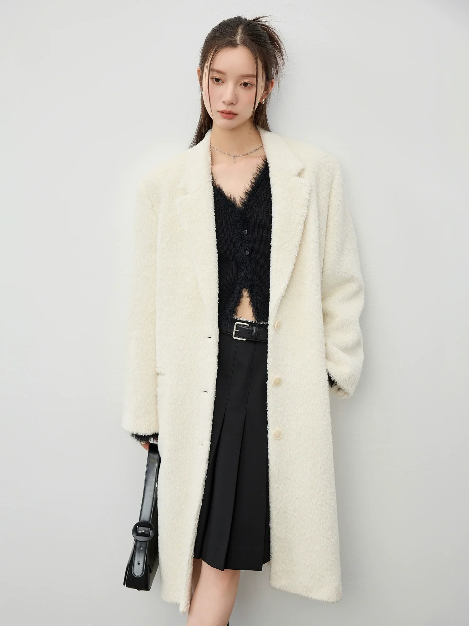 Elegant Textured Wool Coat - Image 2