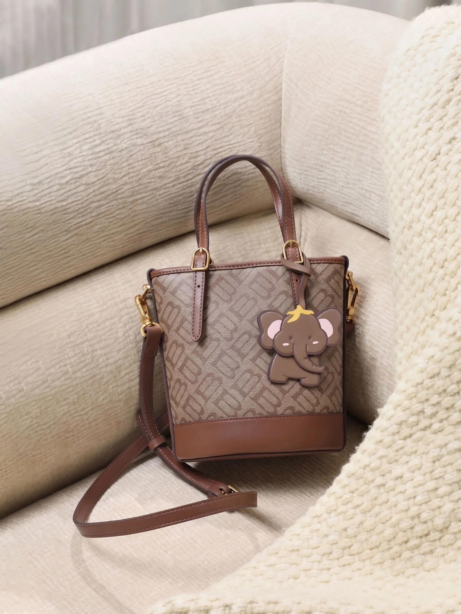 Elephant Charm Bucket Bag