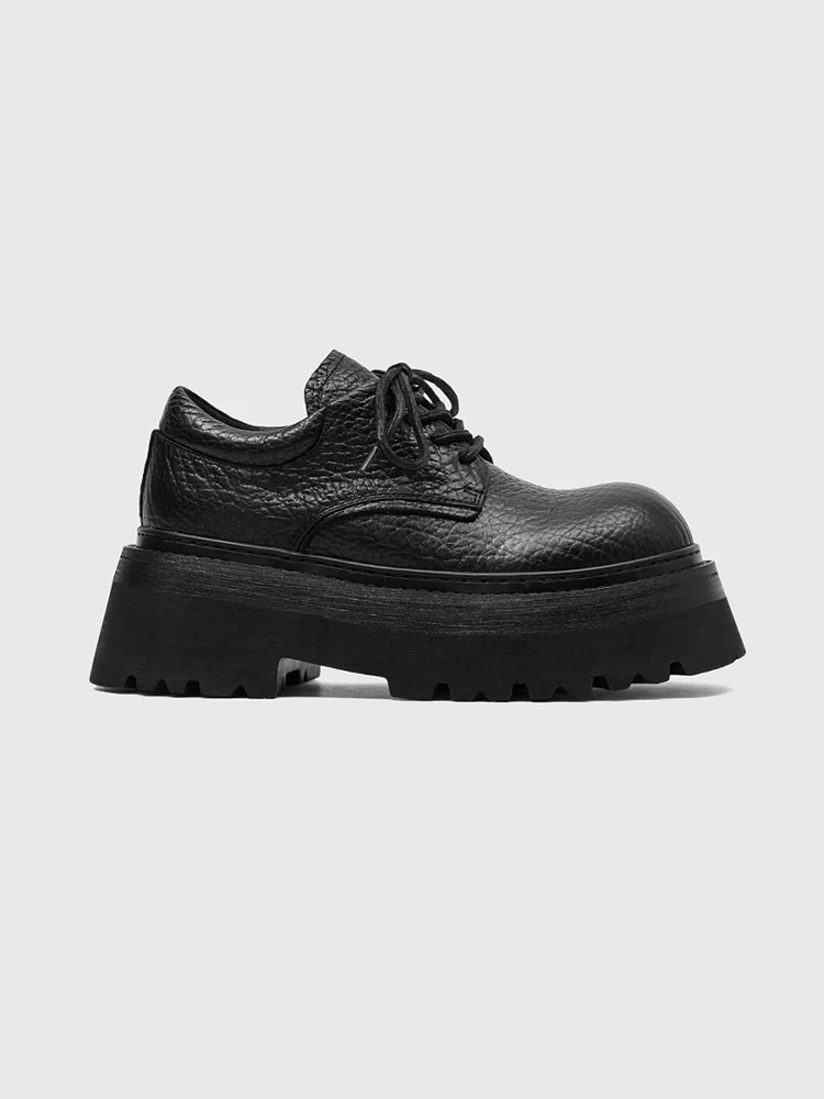 Embossed Leather Platform Derby