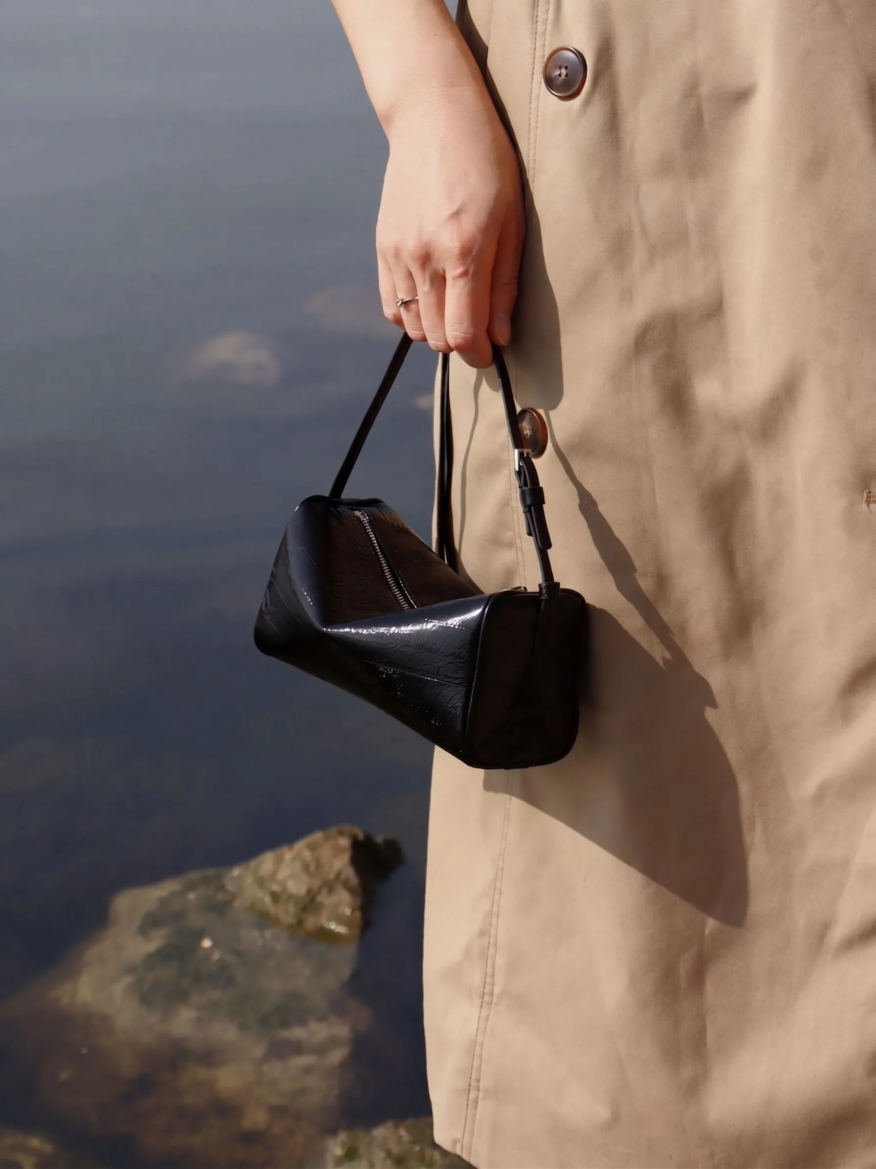 Embossed Top Grain Leather Barrel Bag - Image 5