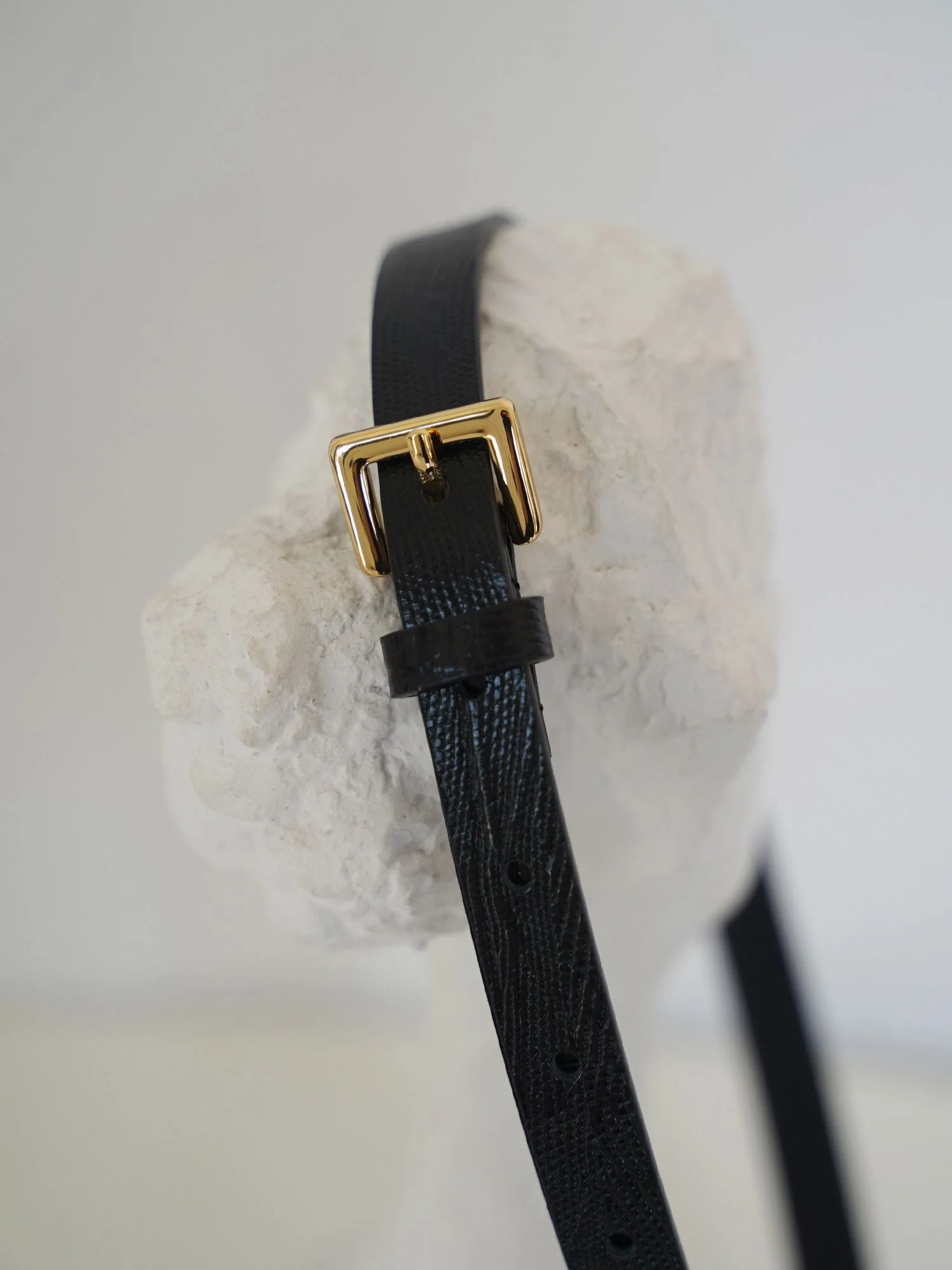 Embossed Top Grain Leather Skinny Belt - Image 4