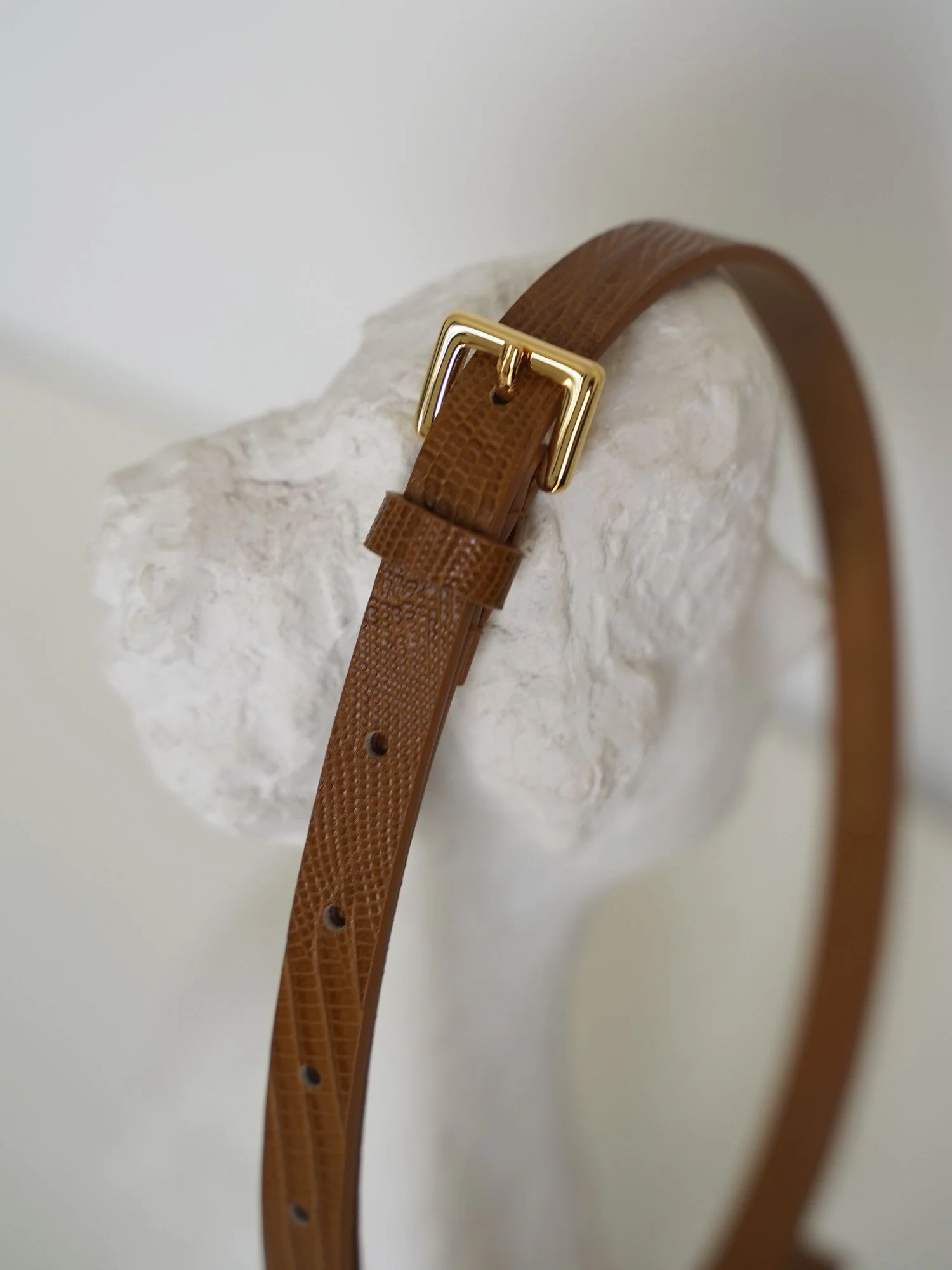 Embossed Top Grain Leather Skinny Belt - Image 6