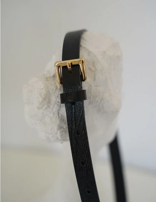Embossed Top Grain Leather Skinny Belt - Image 7
