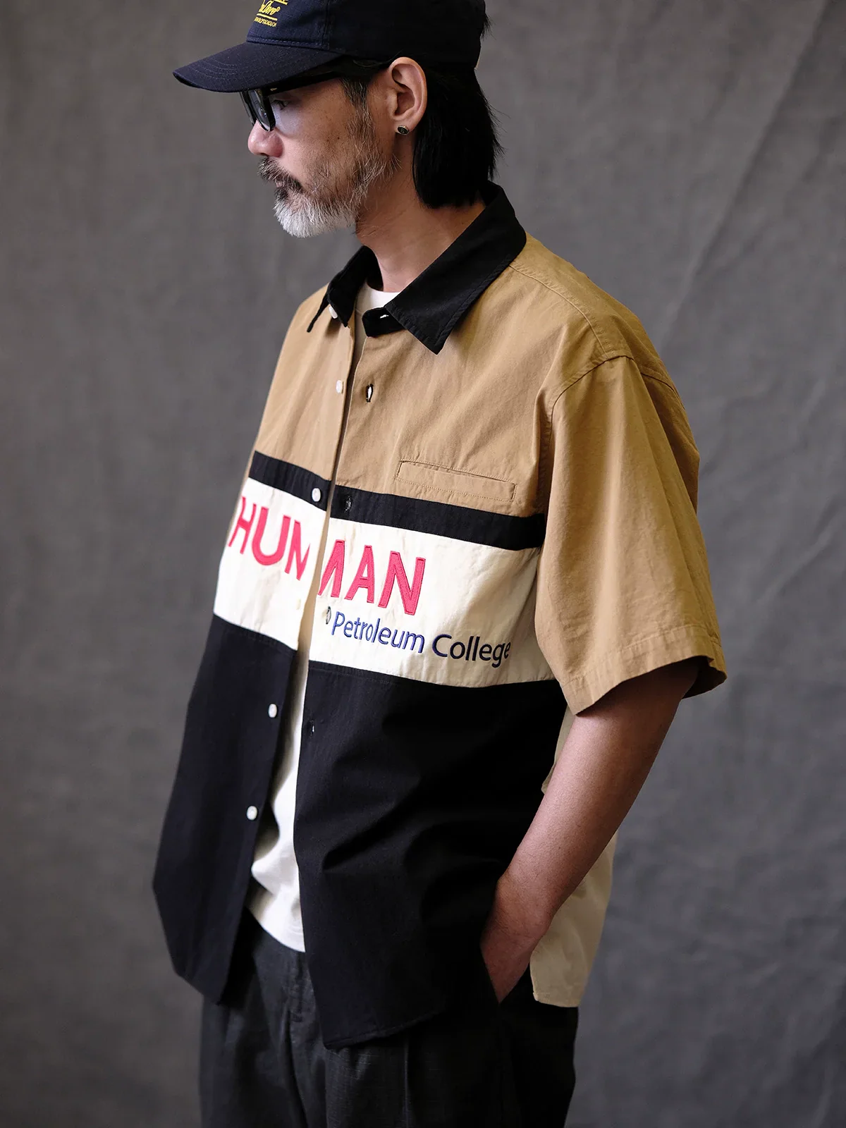 Embroidered Color-Block Short Sleeve Shirt - Image 3