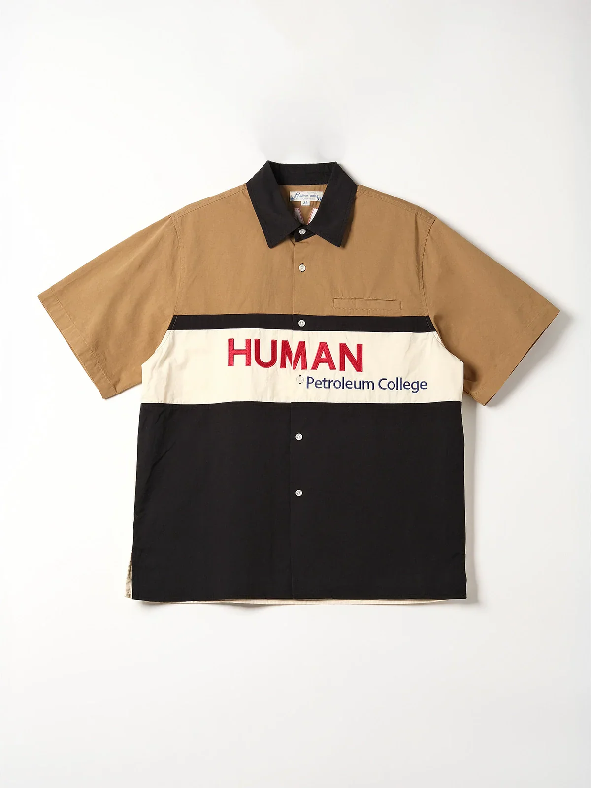 Embroidered Color-Block Short Sleeve Shirt - Image 5