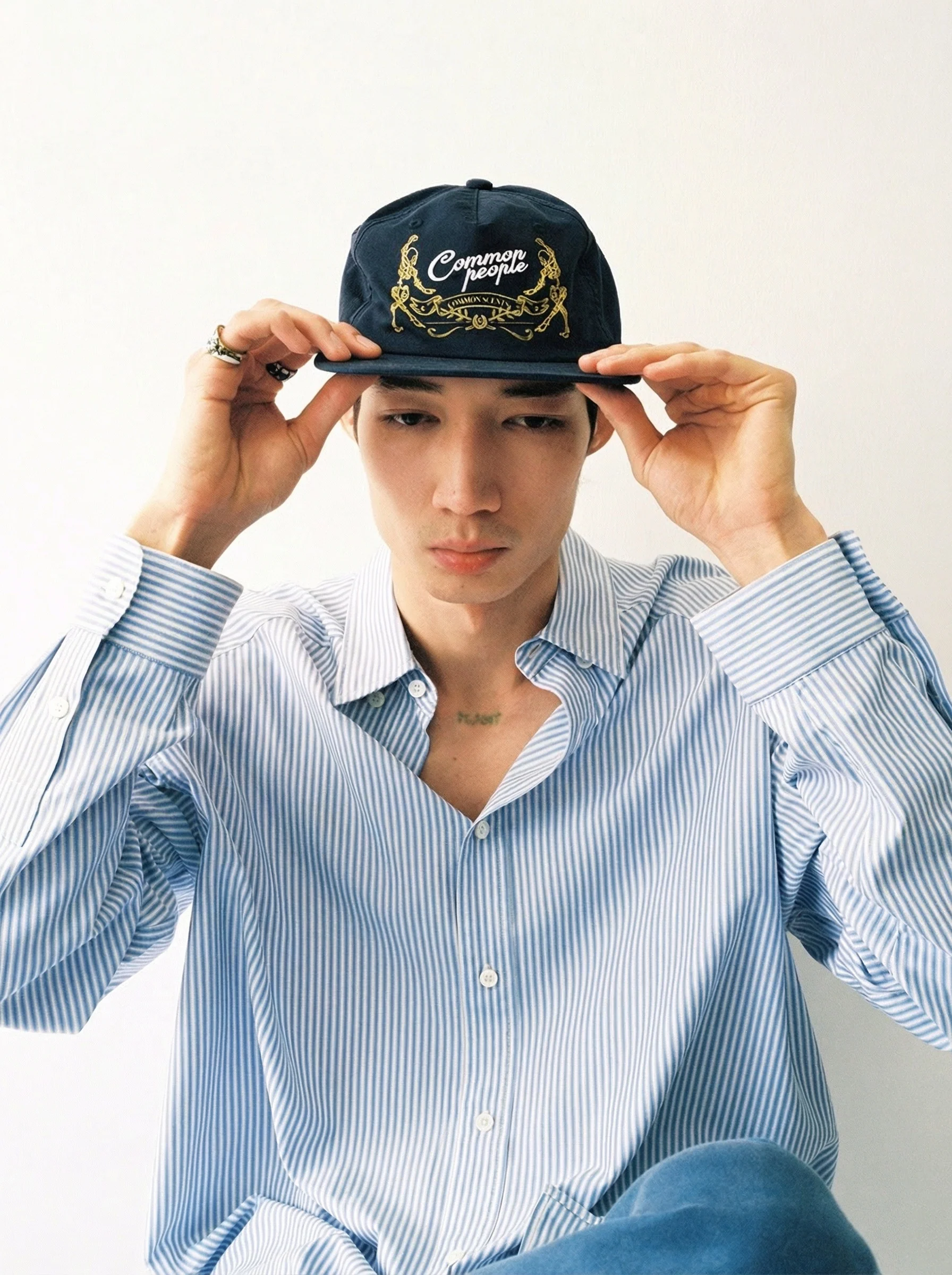 Embroidered Flat-Brim Cap