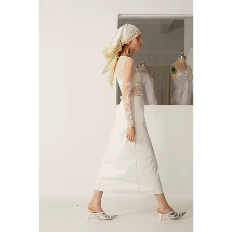 Embroidered Floral Cutout Skirt - Image 2