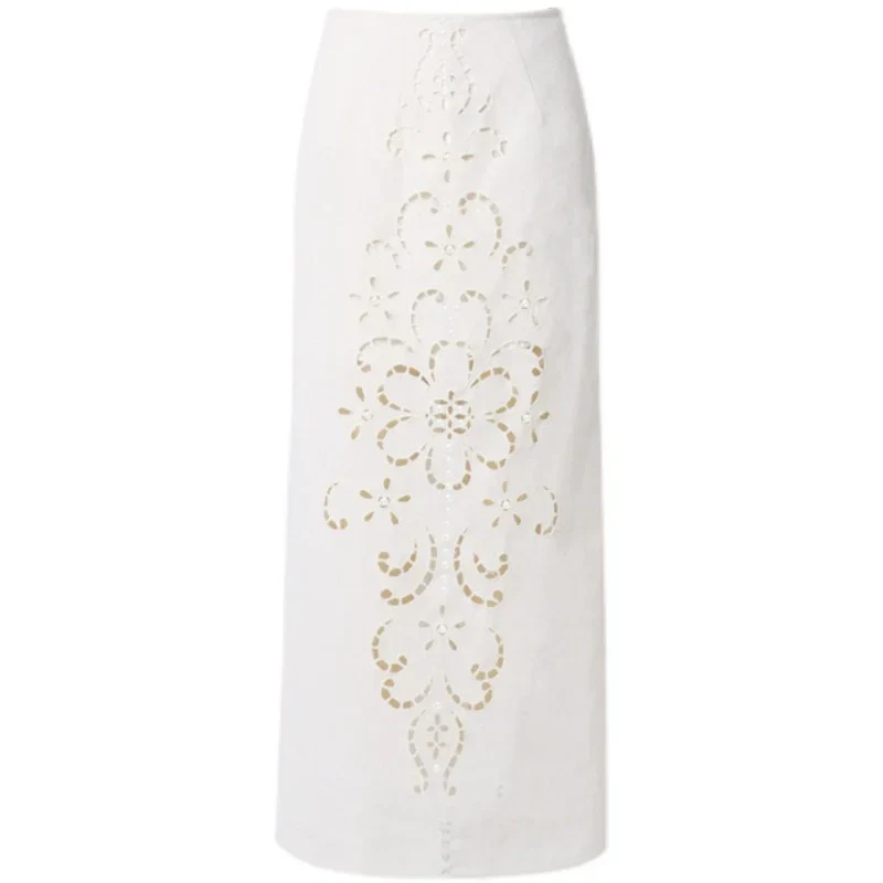 Embroidered Floral Cutout Skirt - Image 4