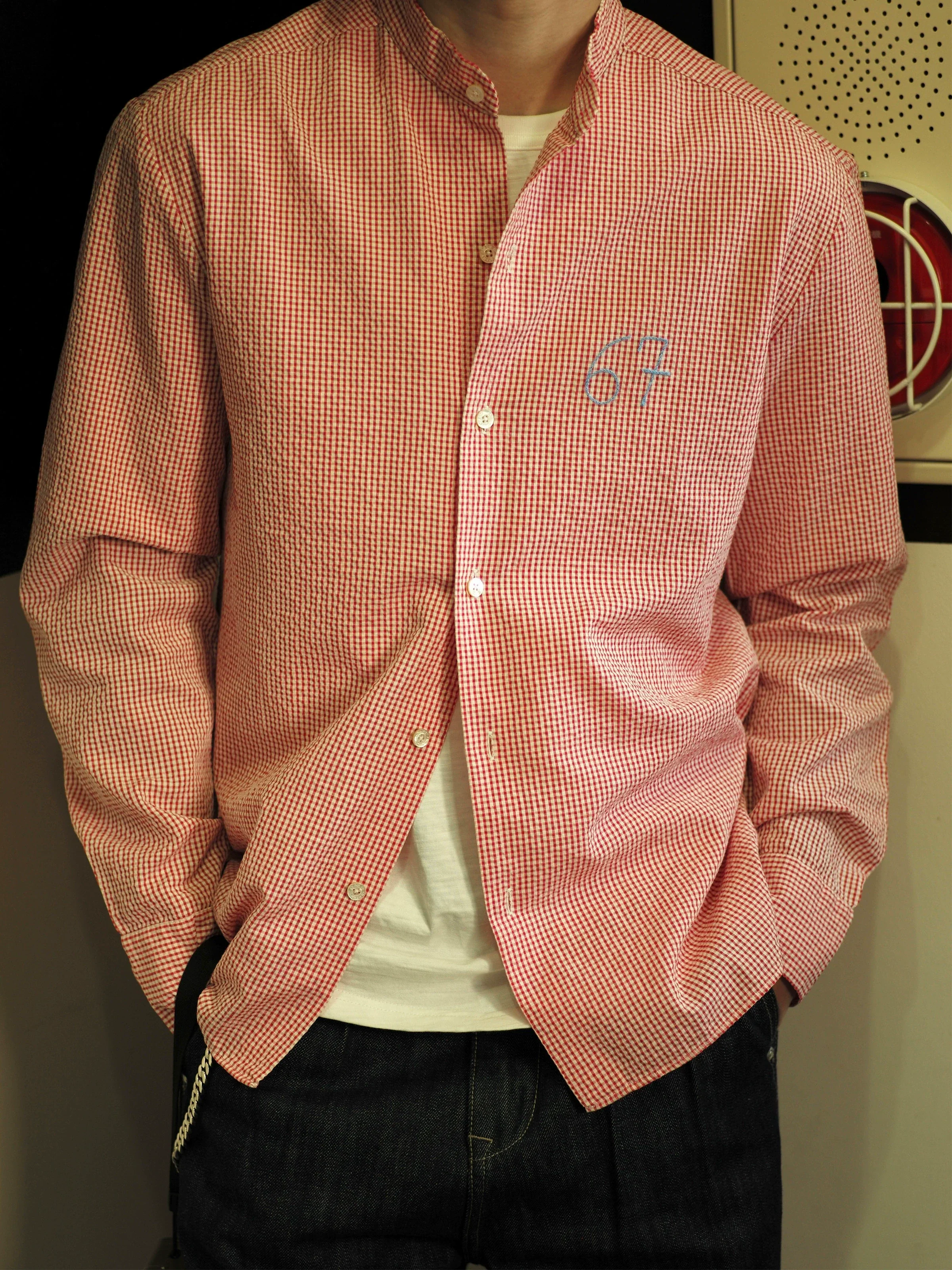 Embroidered Gingham Seersucker Shirt - Image 3