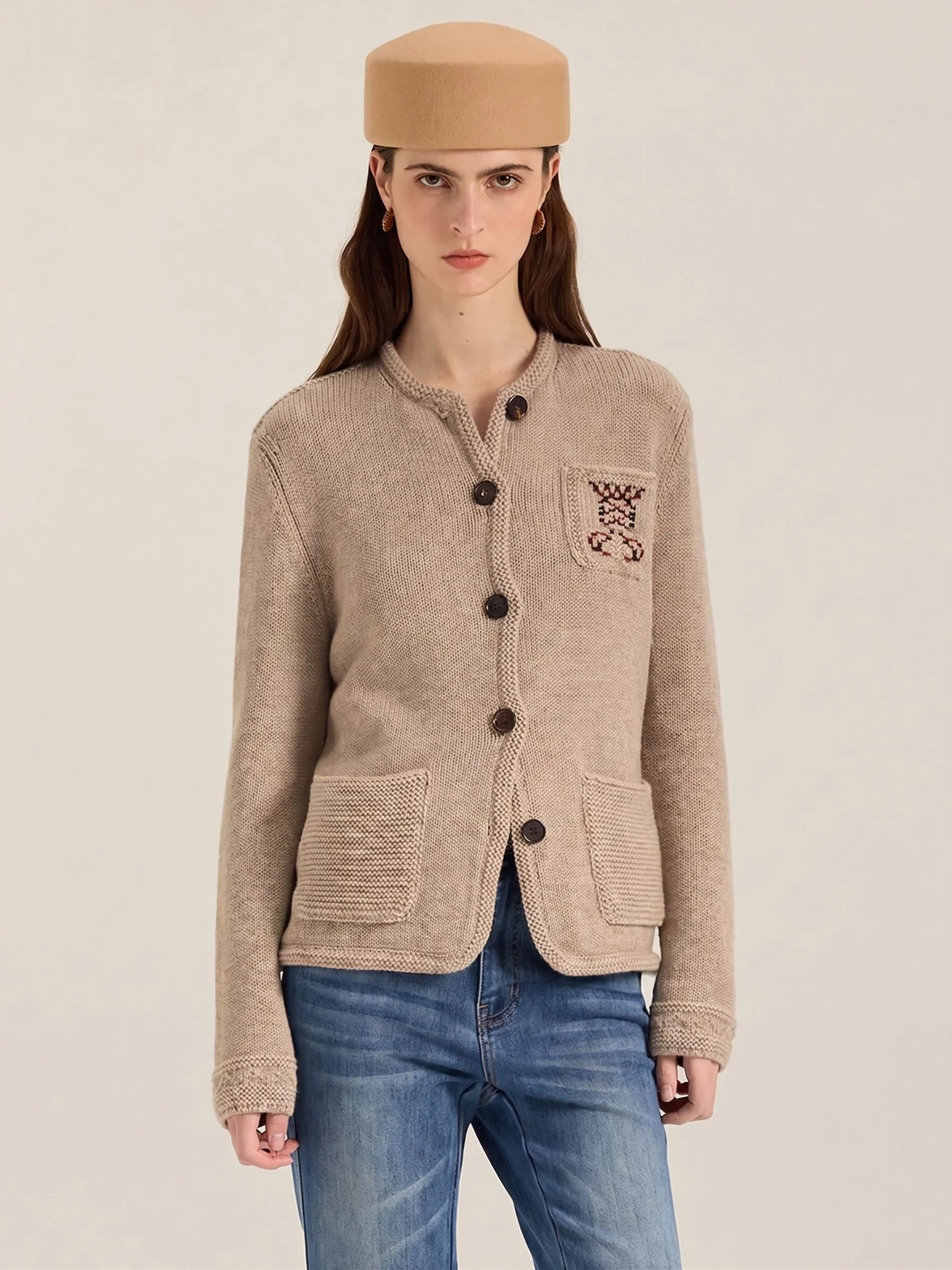 Embroidered Patch Cardigan - Image 2