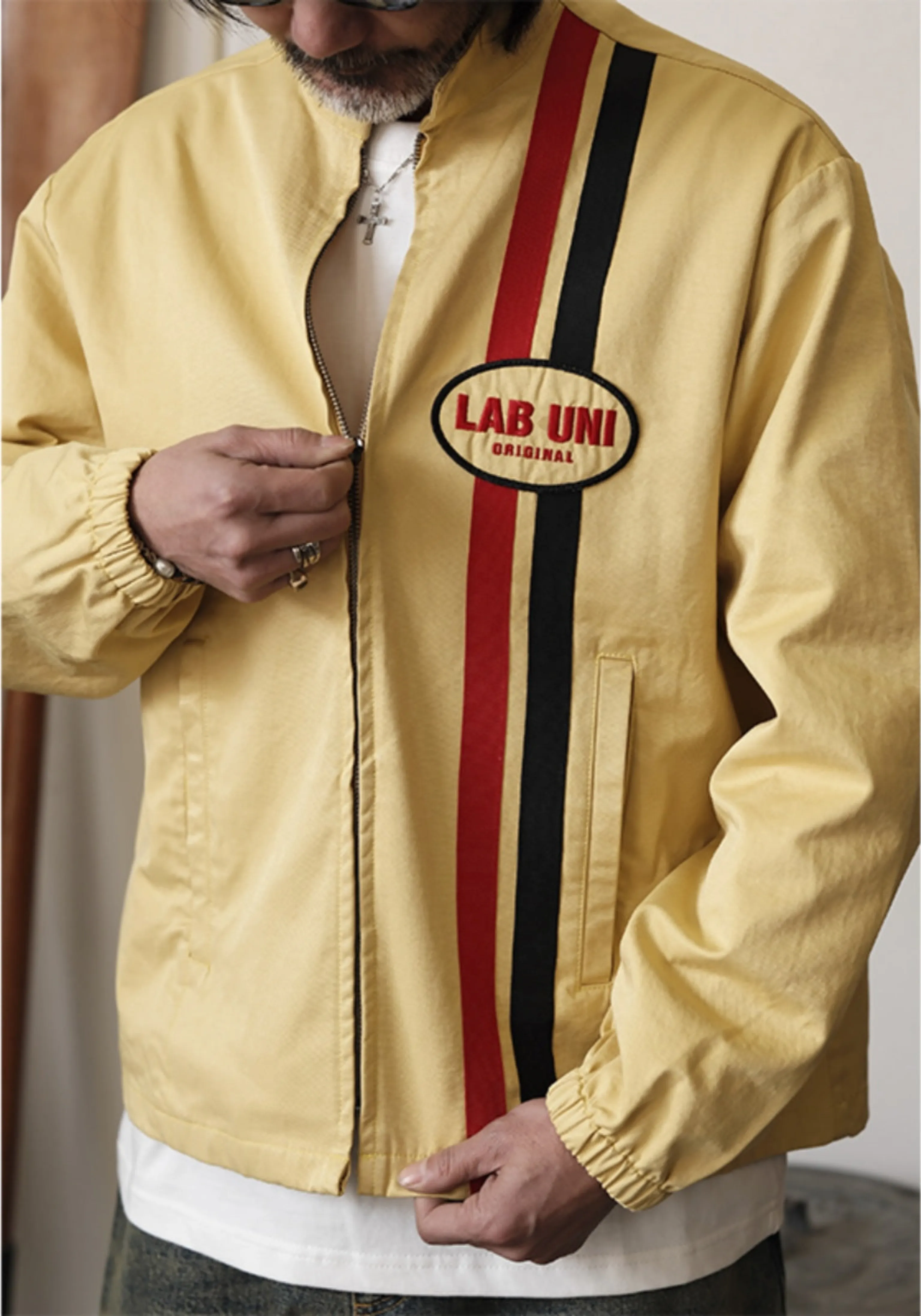 Embroidered Stand Collar Track Jacket - Image 3