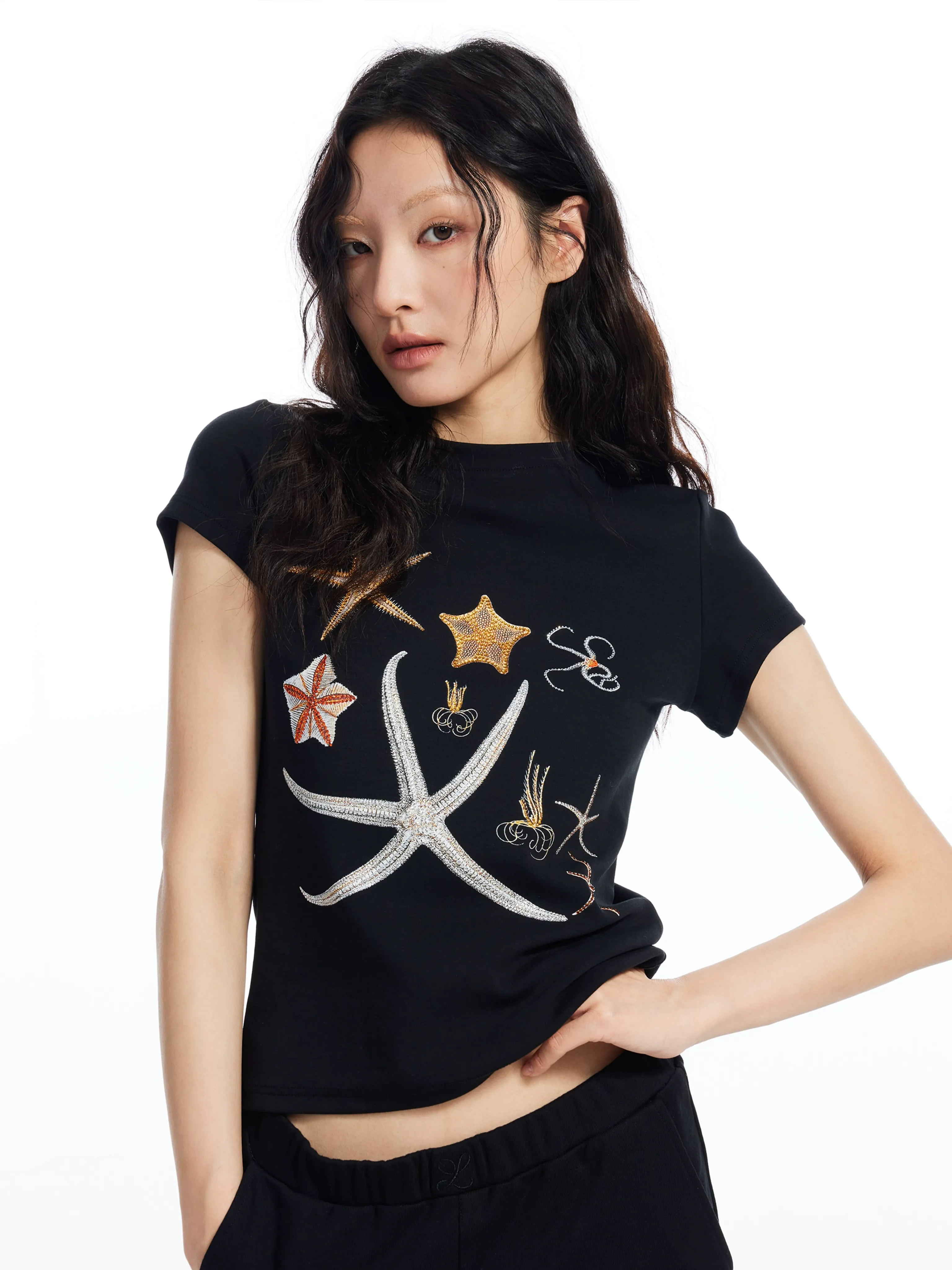 Embroidered Starfish Tee