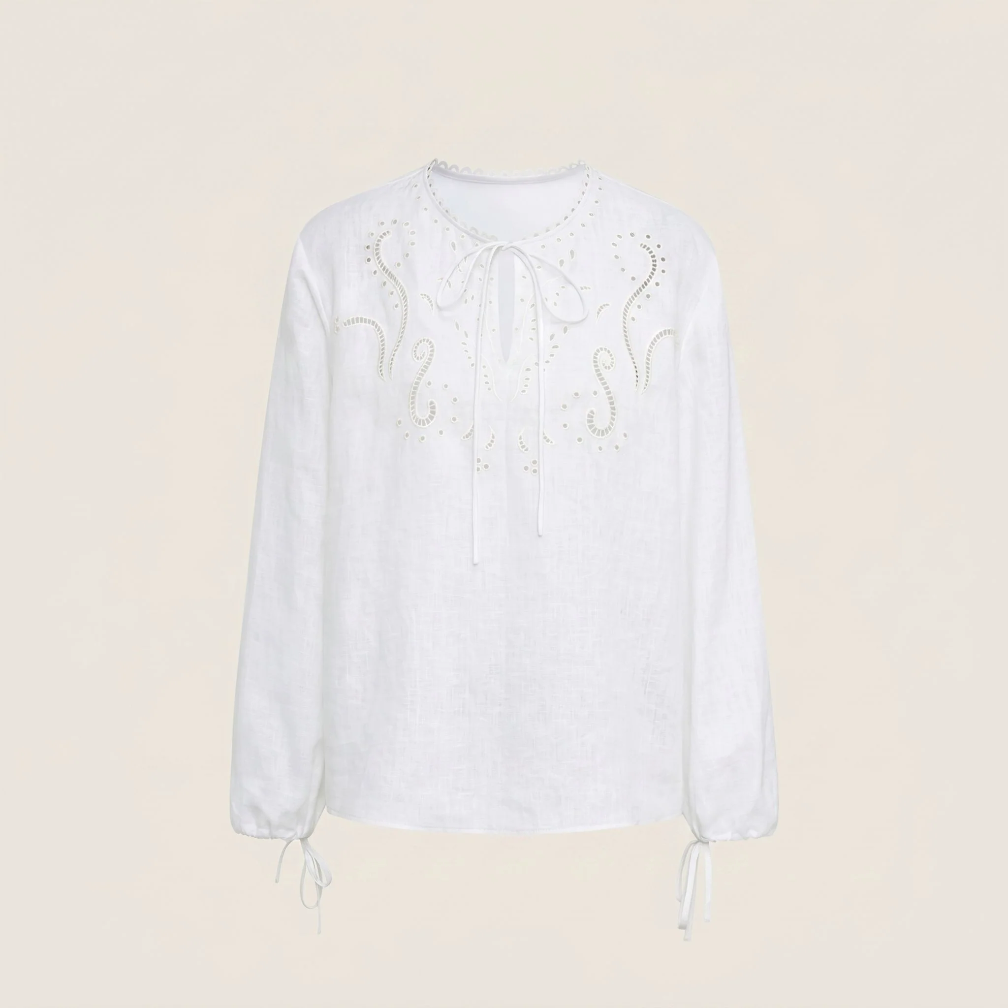 Embroidered Tie Blouse - Image 3