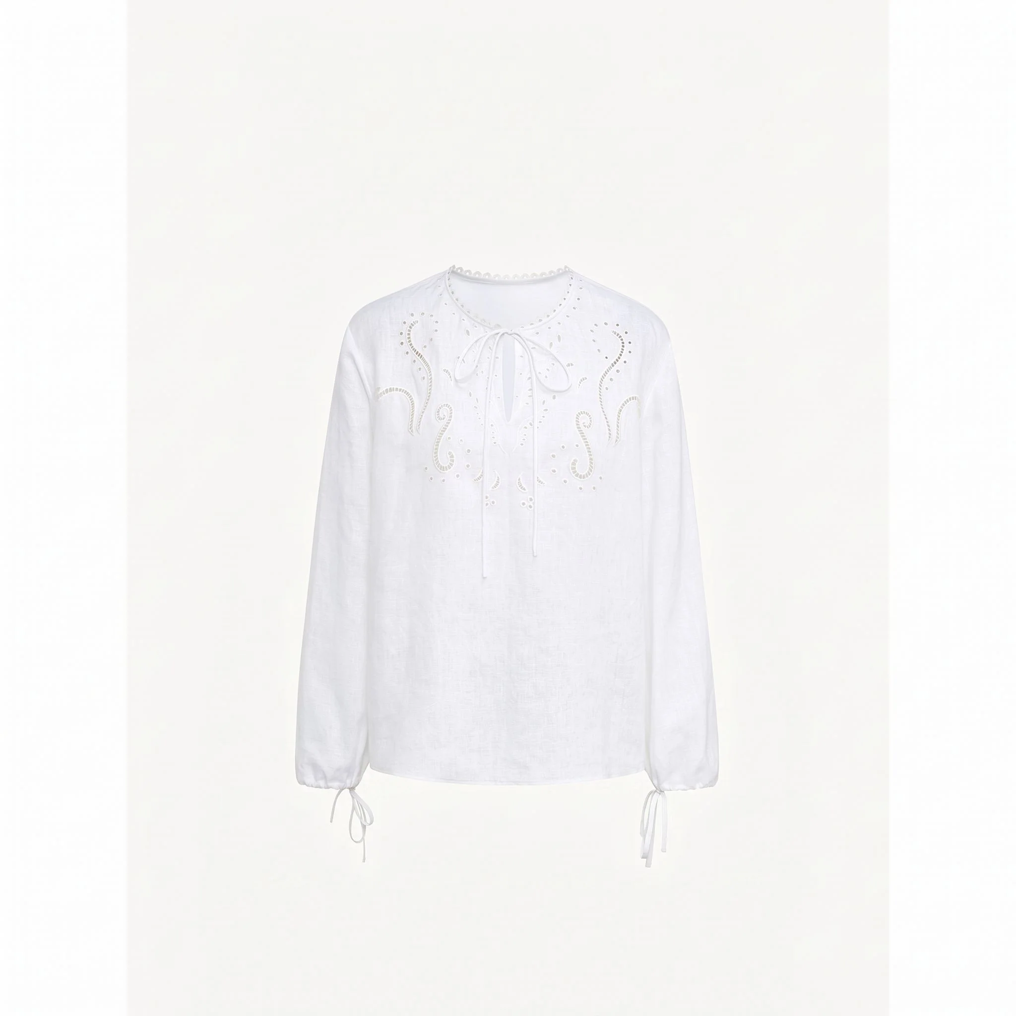 Embroidered Tie Blouse - Image 4