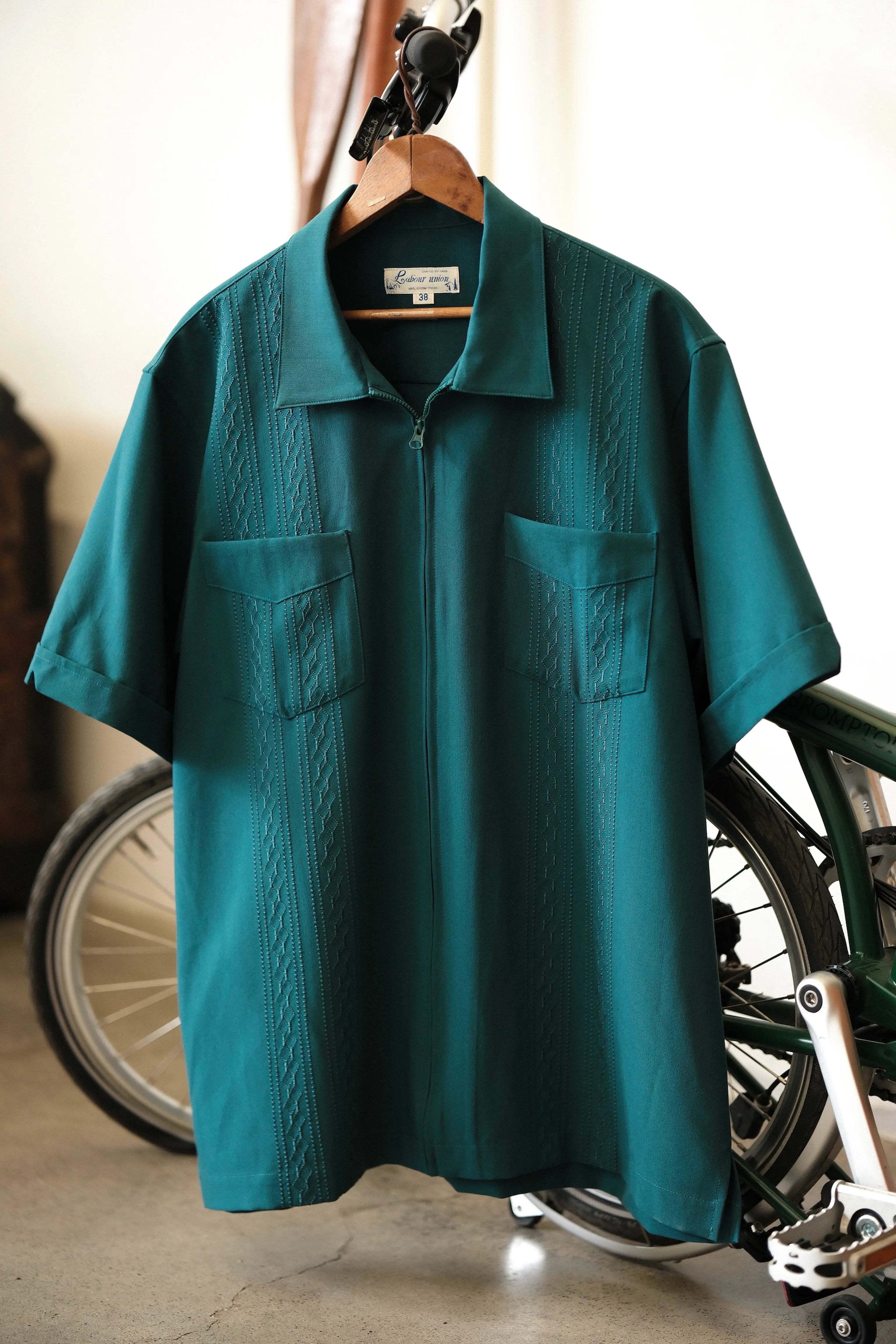 Embroidered Zipper Cuban Collar Shirt - Image 6