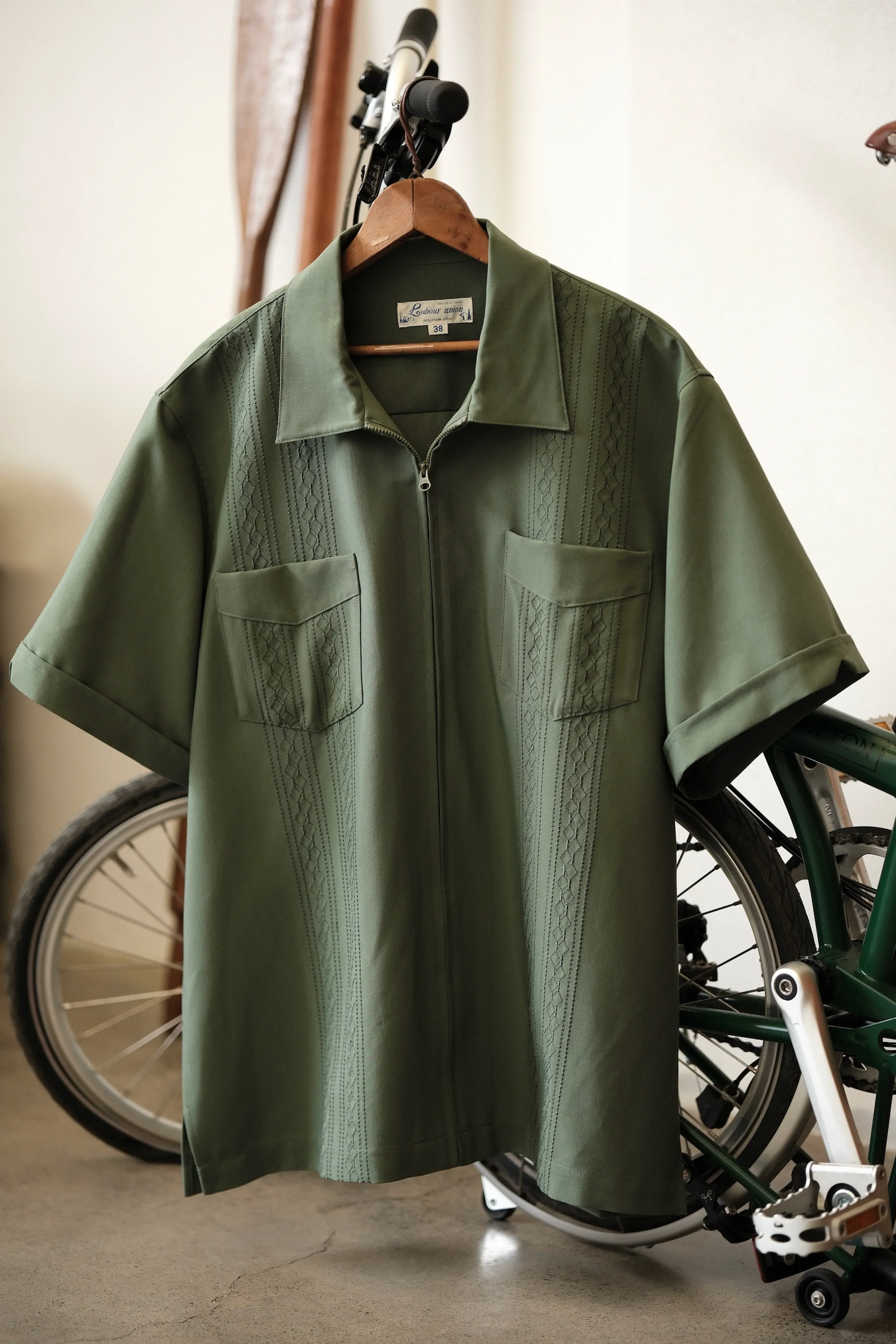 Embroidered Zipper Cuban Collar Shirt - Image 7
