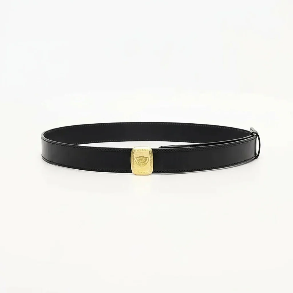 Engraved Brass Buckle Leather Belt - Image 8