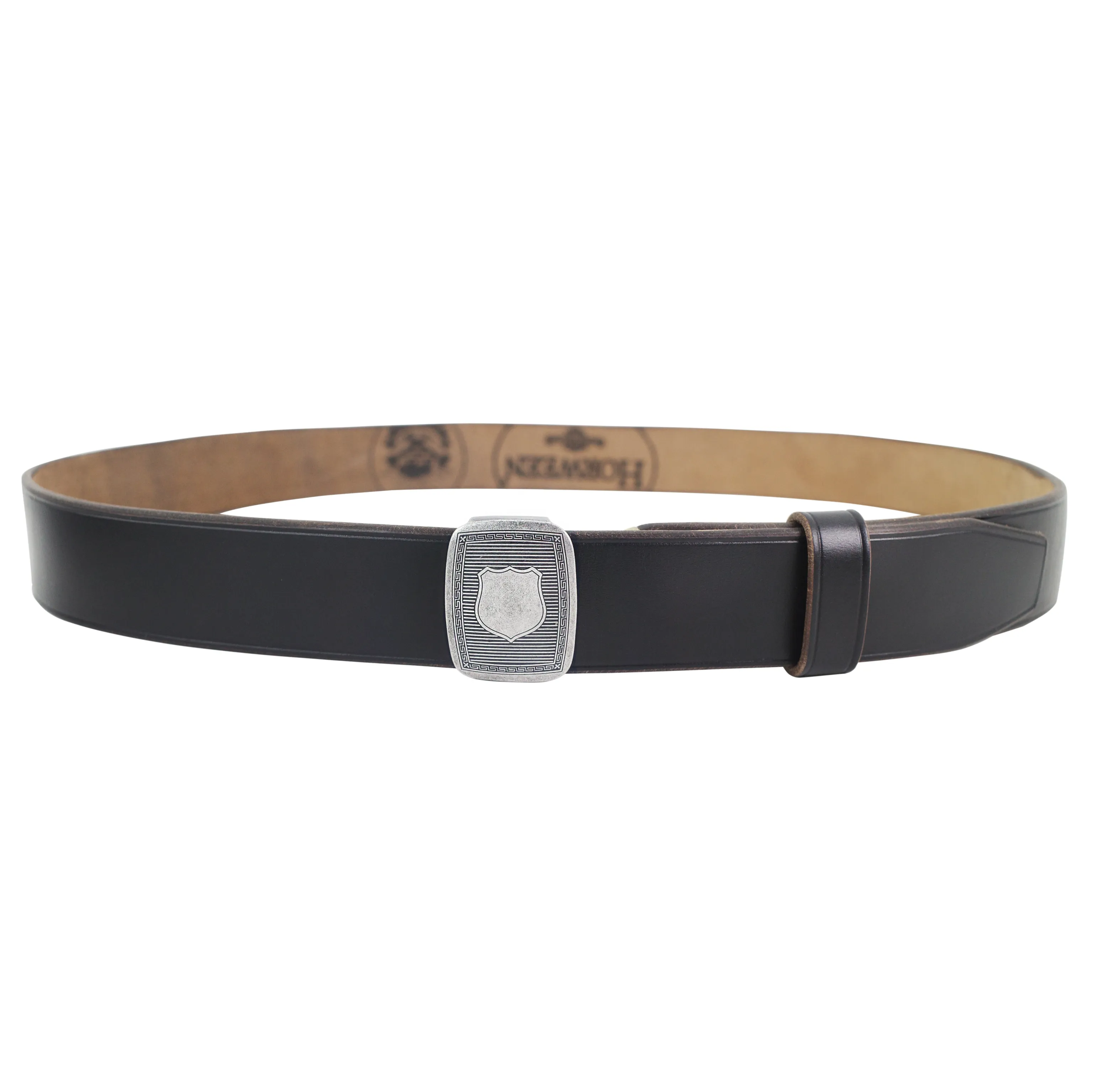 Engraved Plaque Buckle Leather Belt - Image 9