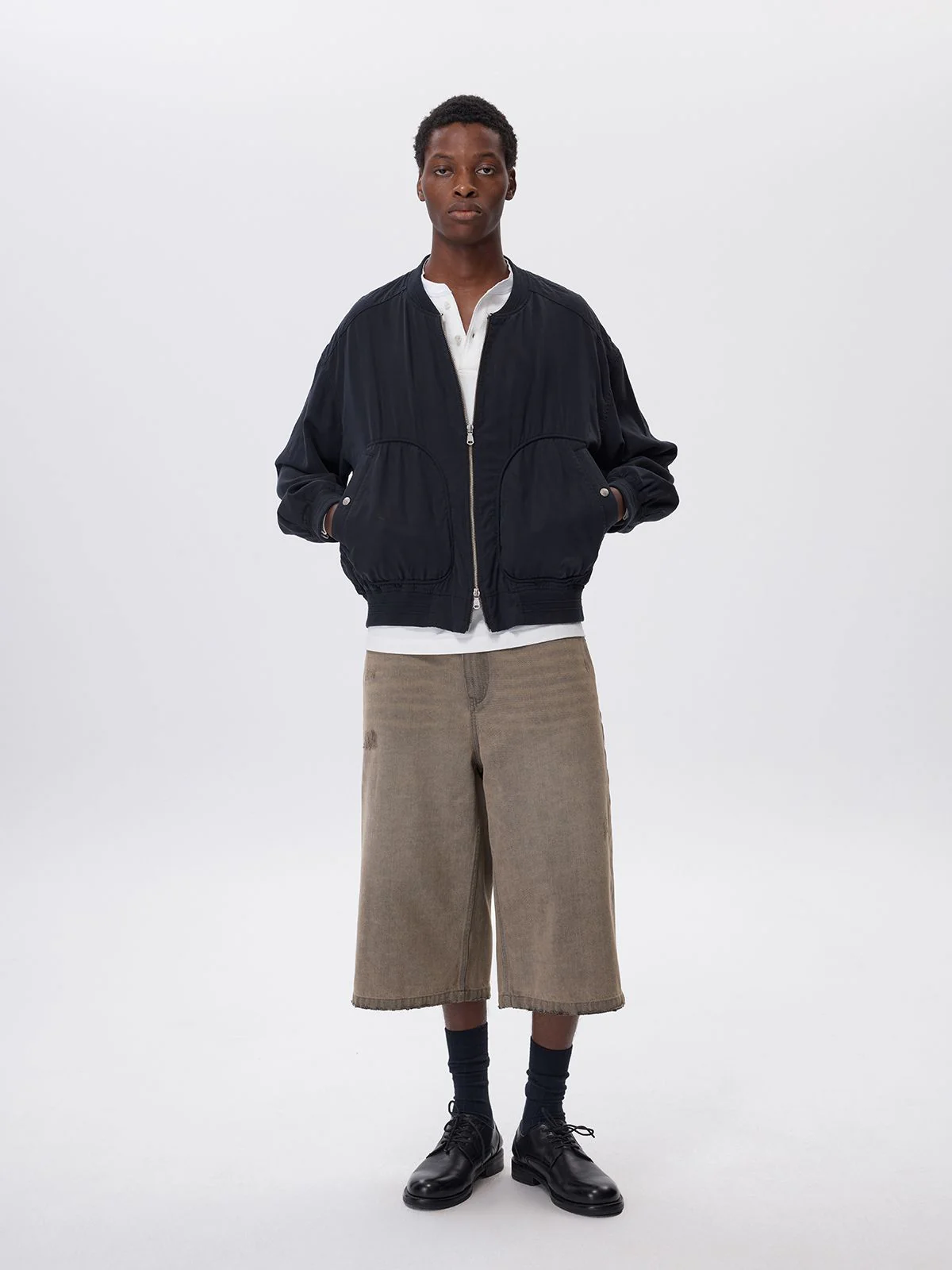 Enzyme-Washed Lyocell Bomber Jacket