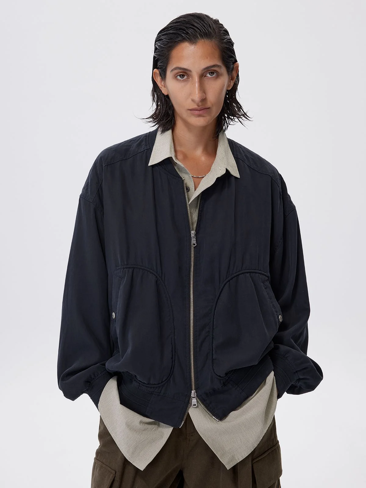 Enzyme-Washed Lyocell Bomber Jacket - Image 3