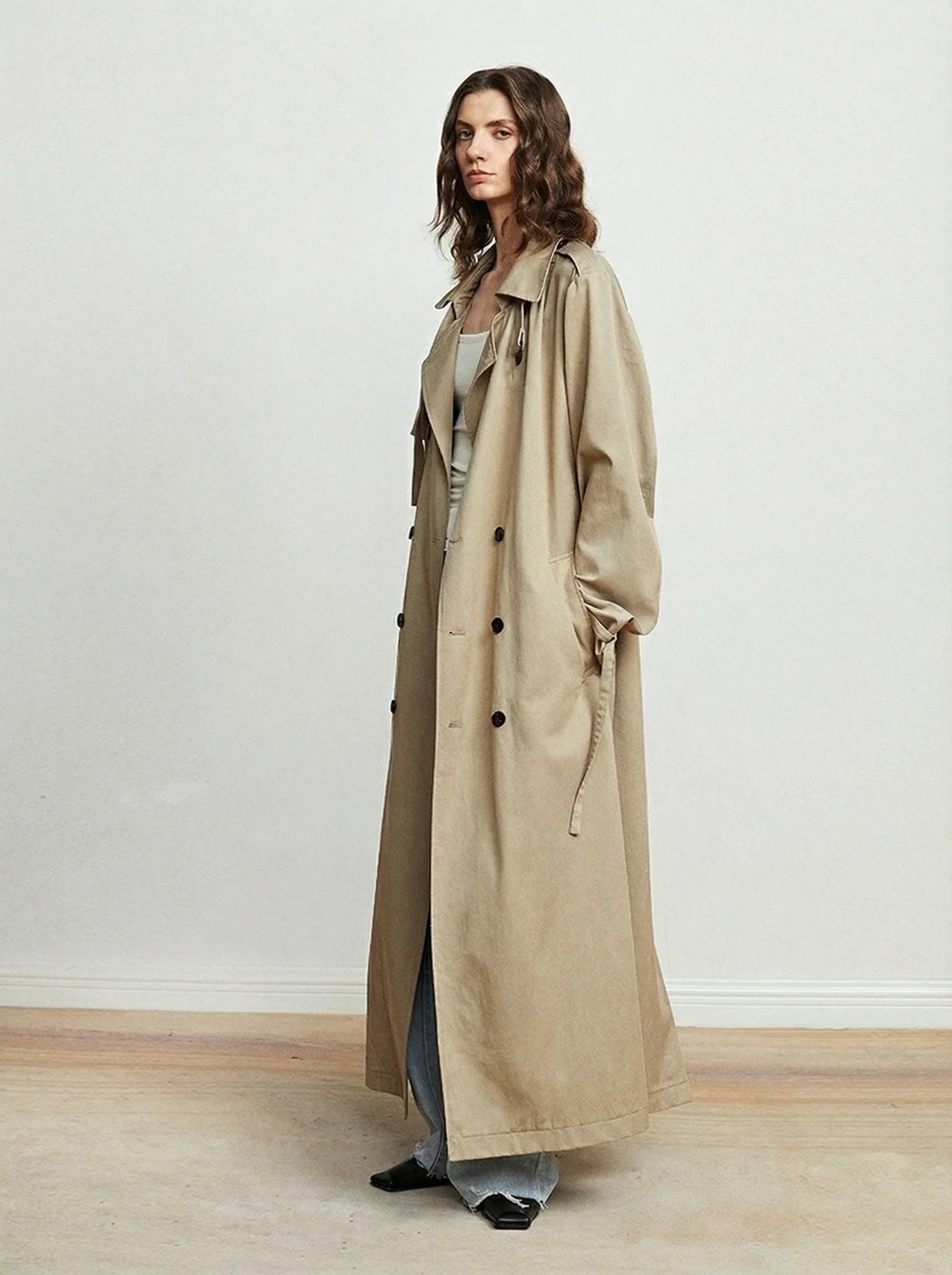 Extra-Long Lyocell-Cotton Trench Coat - Image 3