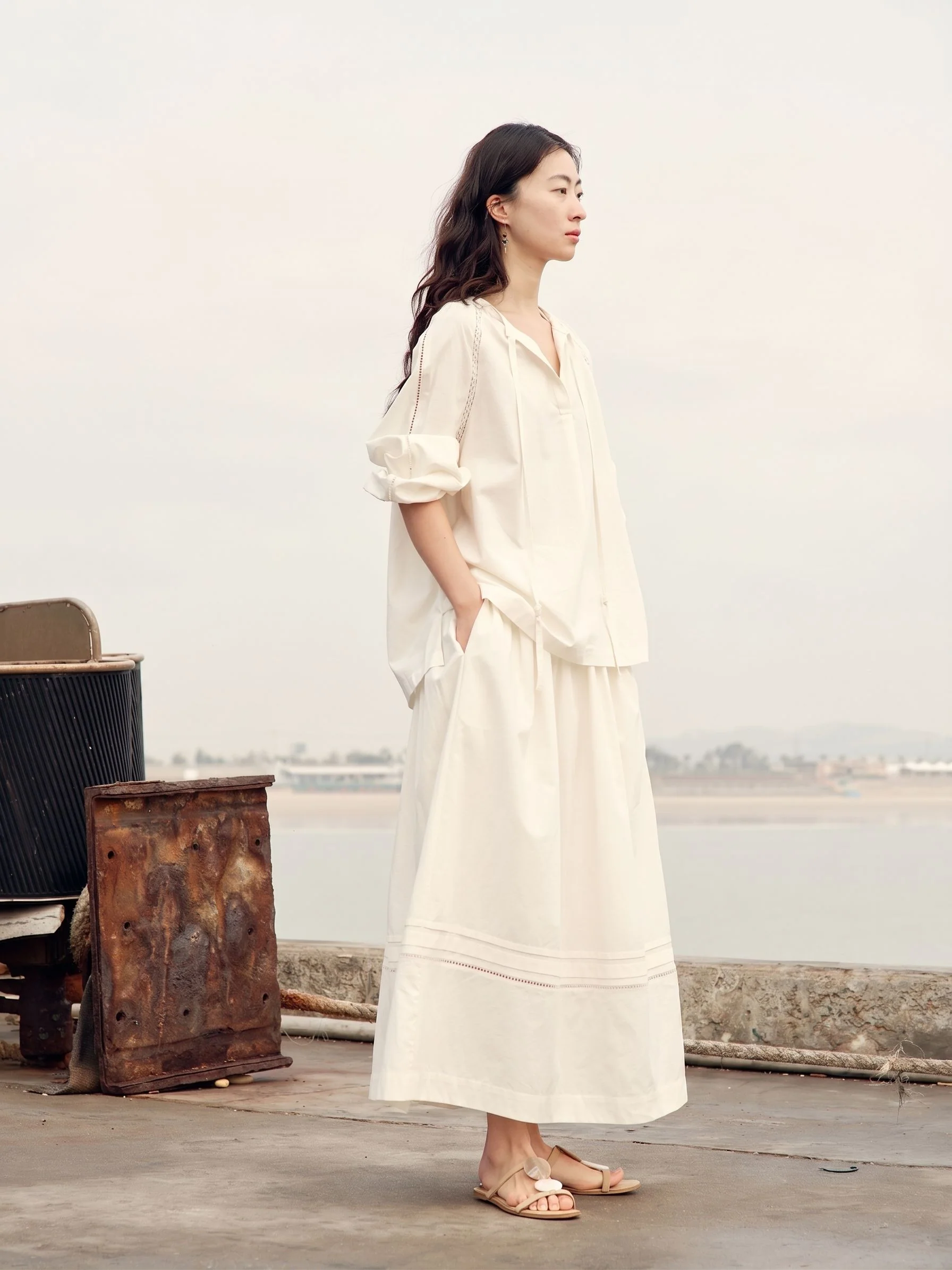 Eyelet Panel Maxi Skirt - Image 4