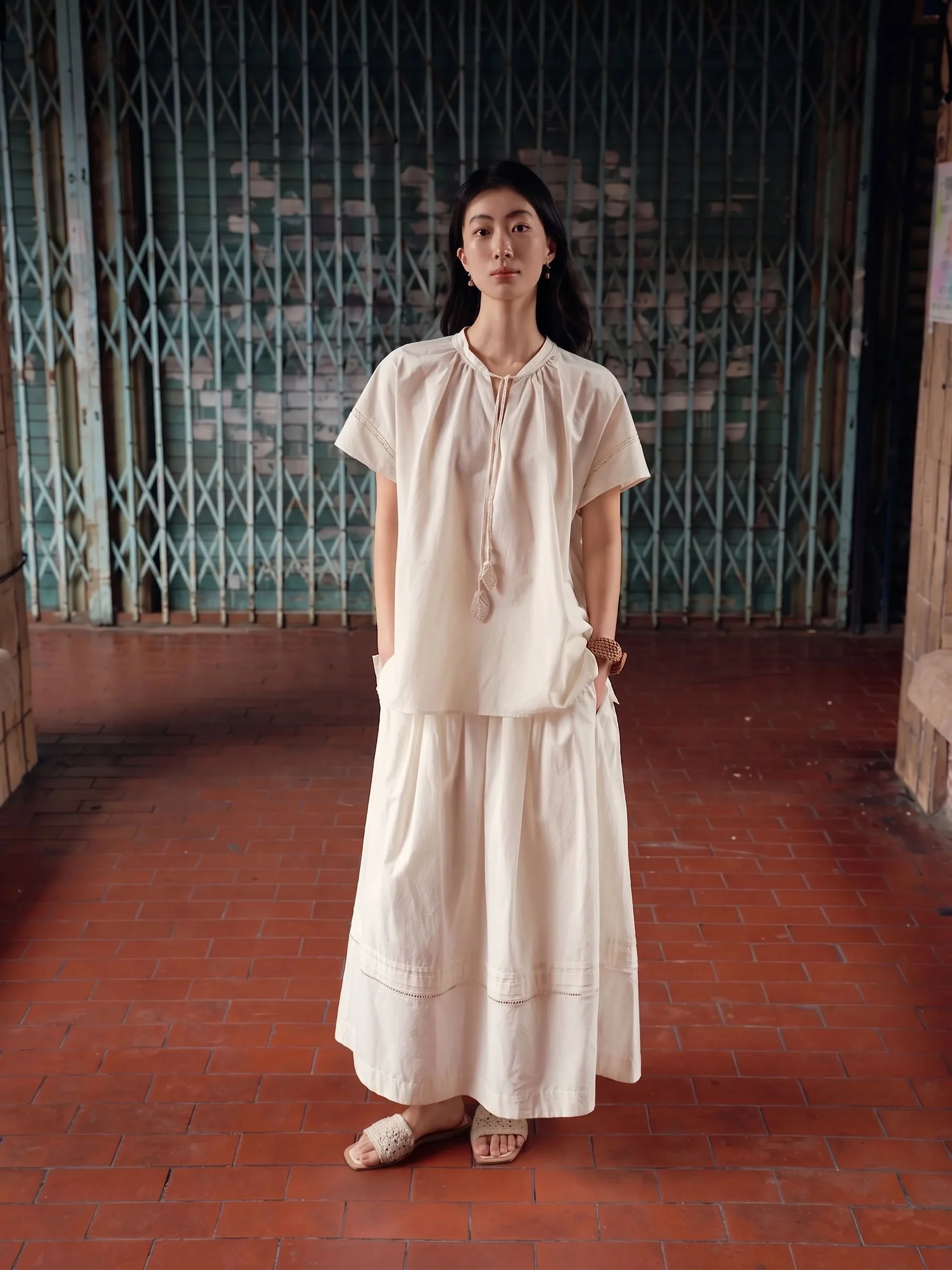 Eyelet Panel Maxi Skirt - Image 5