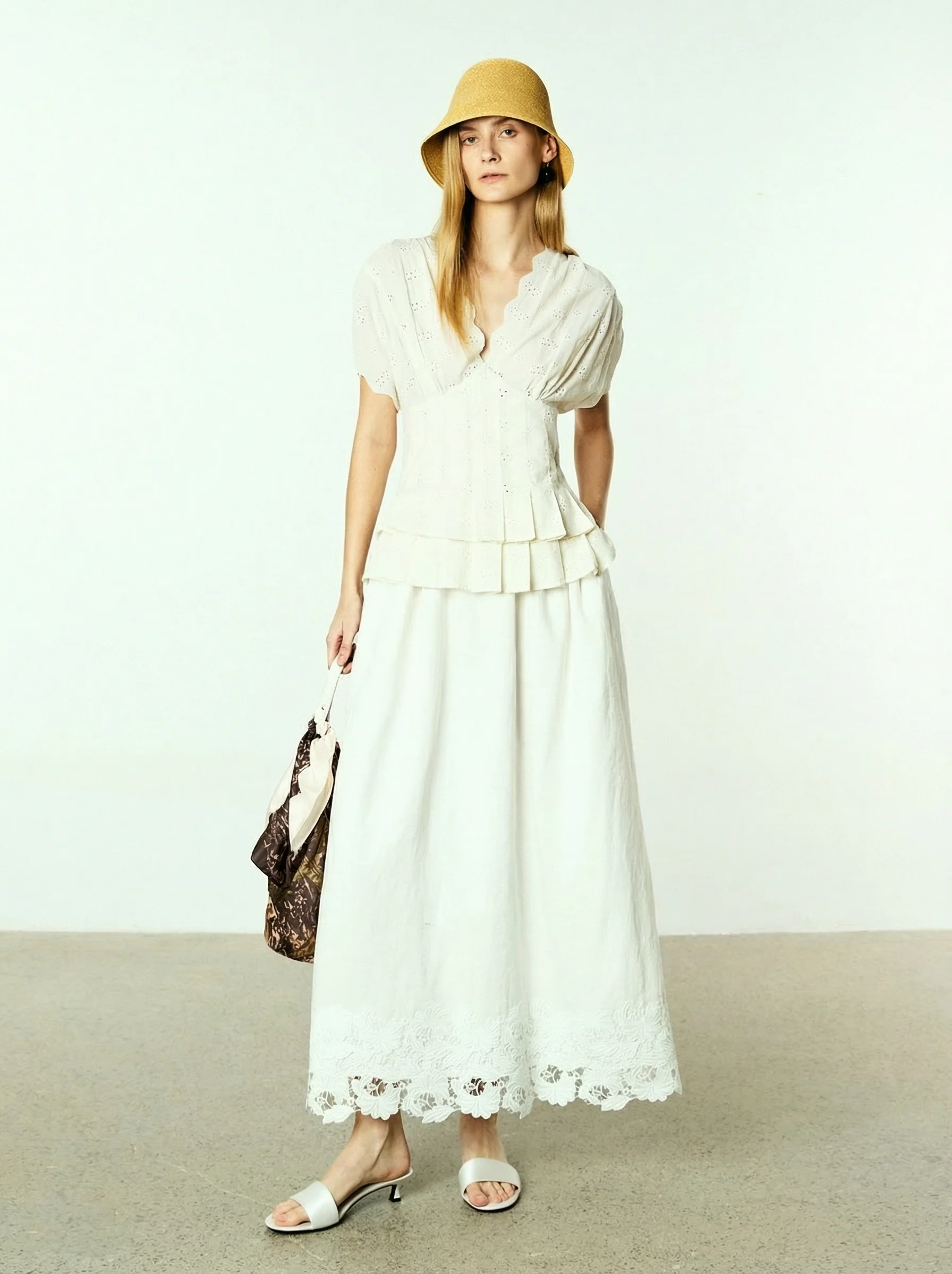 Eyelet V-Peplum Top - Image 2