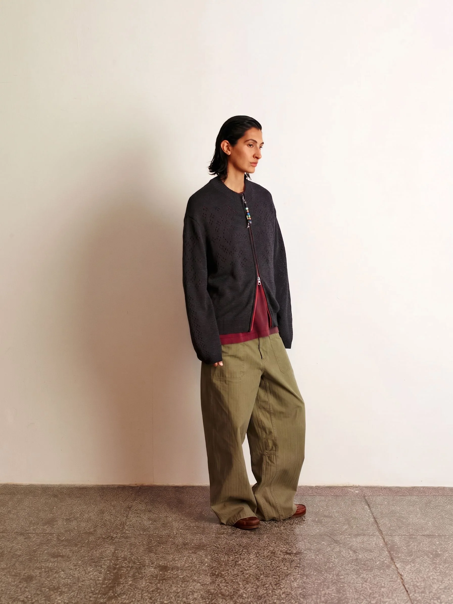 Eyelet Zip Cardigan - Image 2