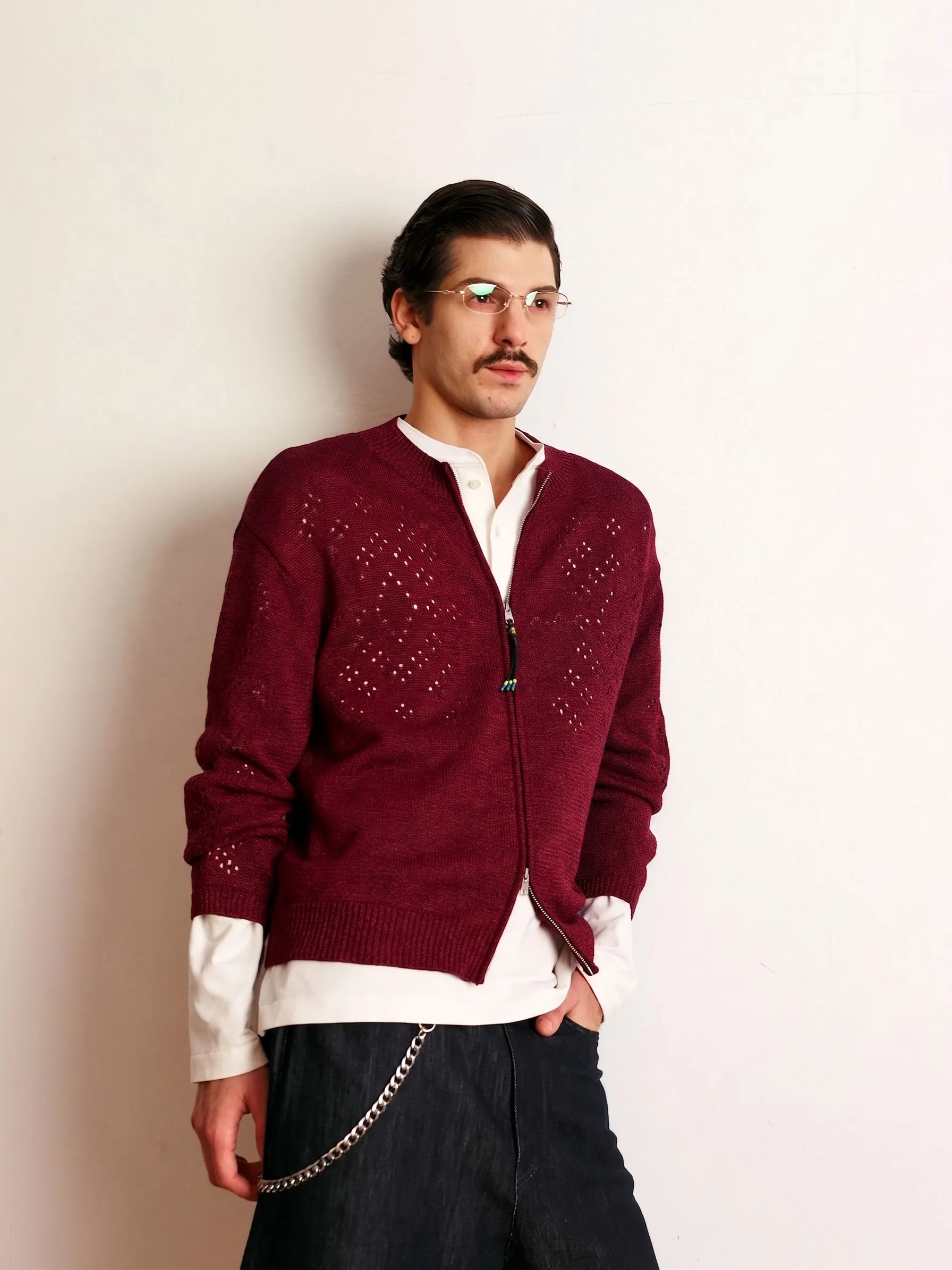 Eyelet Zip Cardigan - Image 3