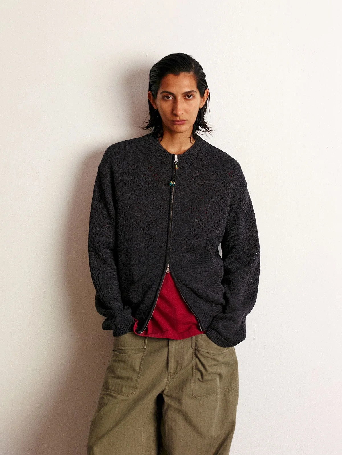 Eyelet Zip Cardigan - Image 5