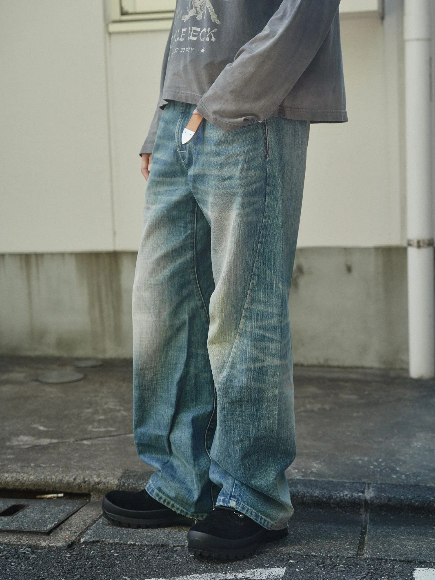 Faded Wide-Leg Jeans - Image 2