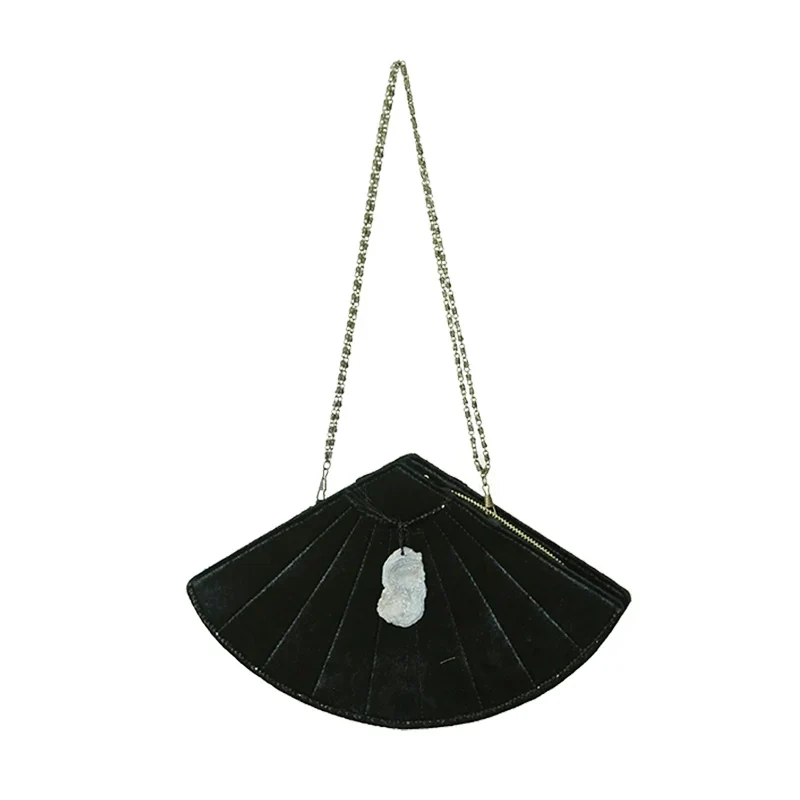 Fan-Shaped Velvet Clutch - Image 2