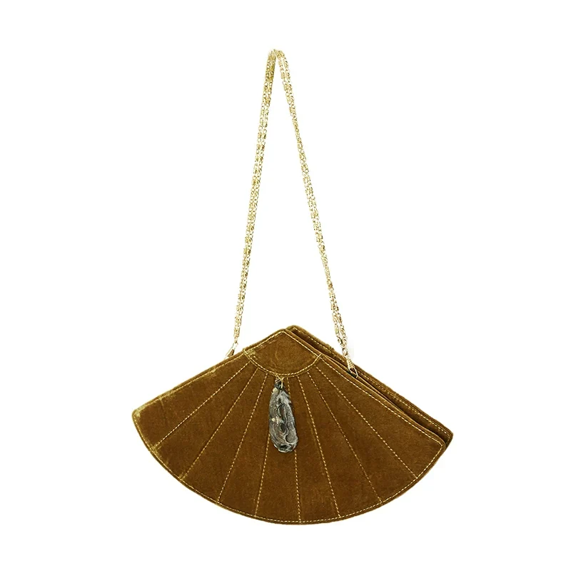 Fan-Shaped Velvet Clutch - Image 3