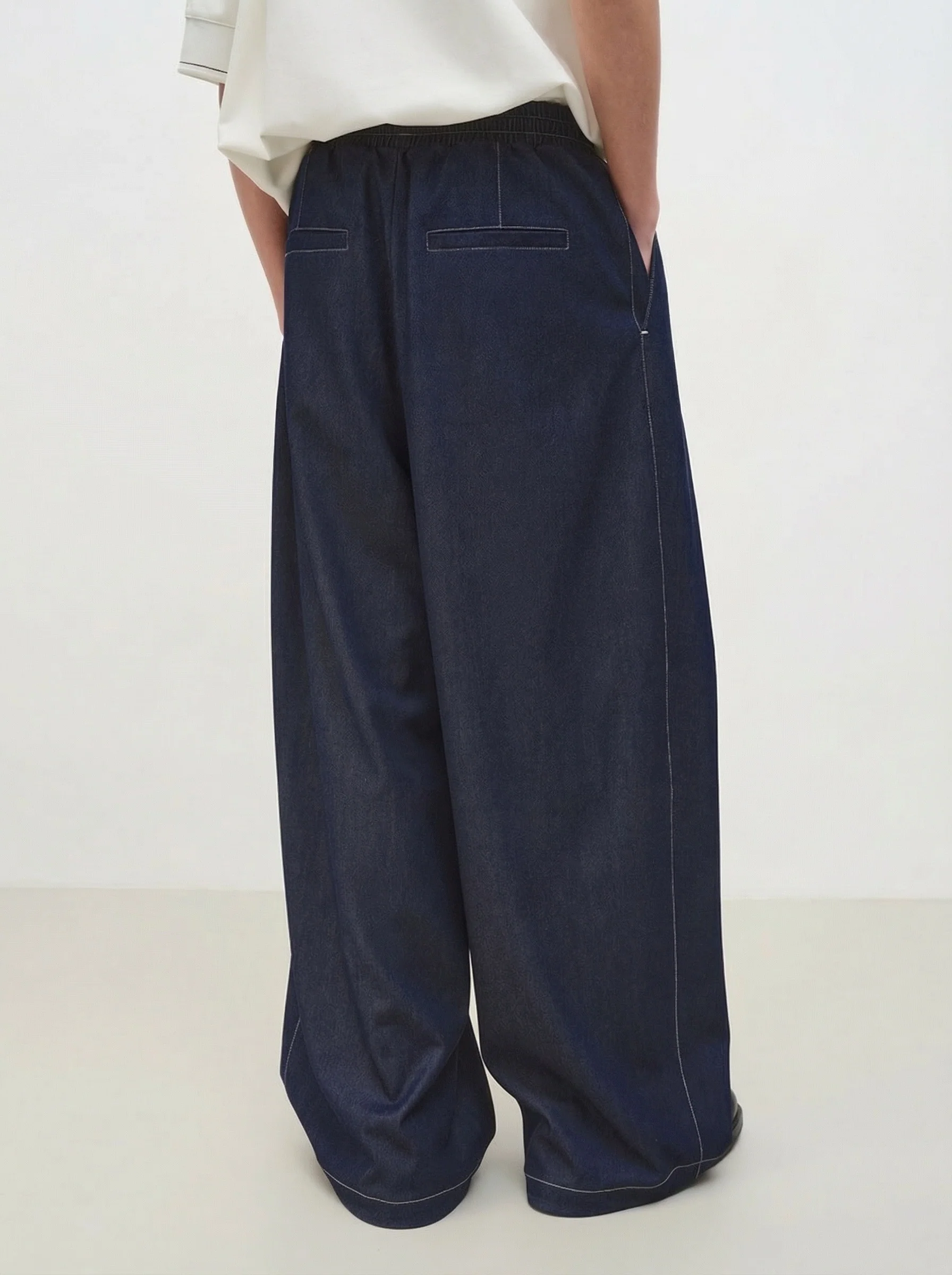 Faux-Denim Wide-Leg Drawstring Pants - Image 3