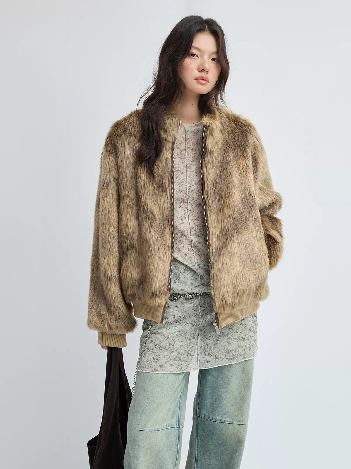Faux-Fur Bomber Jacket