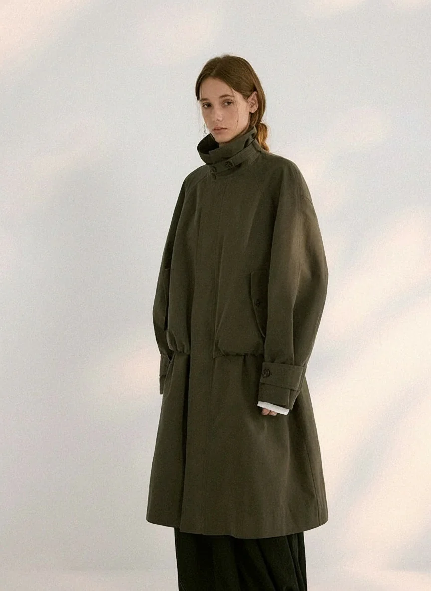 Faux Layered Tencel Trench