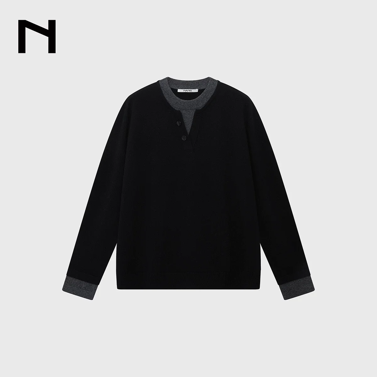 Faux Layered Wool-Cashmere Henley Sweater - Image 8