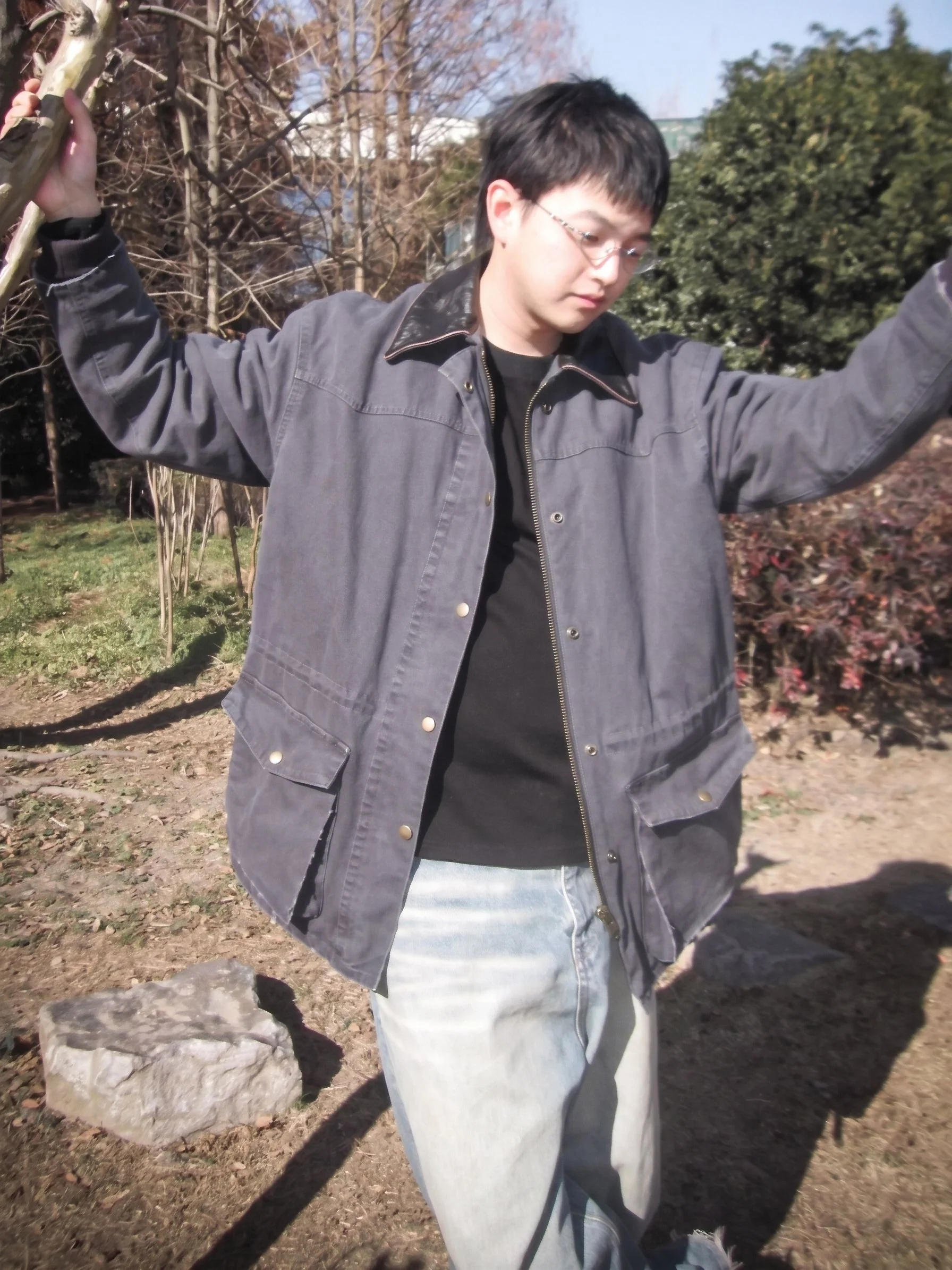 Faux Leather-Collar Work Jacket - Image 5