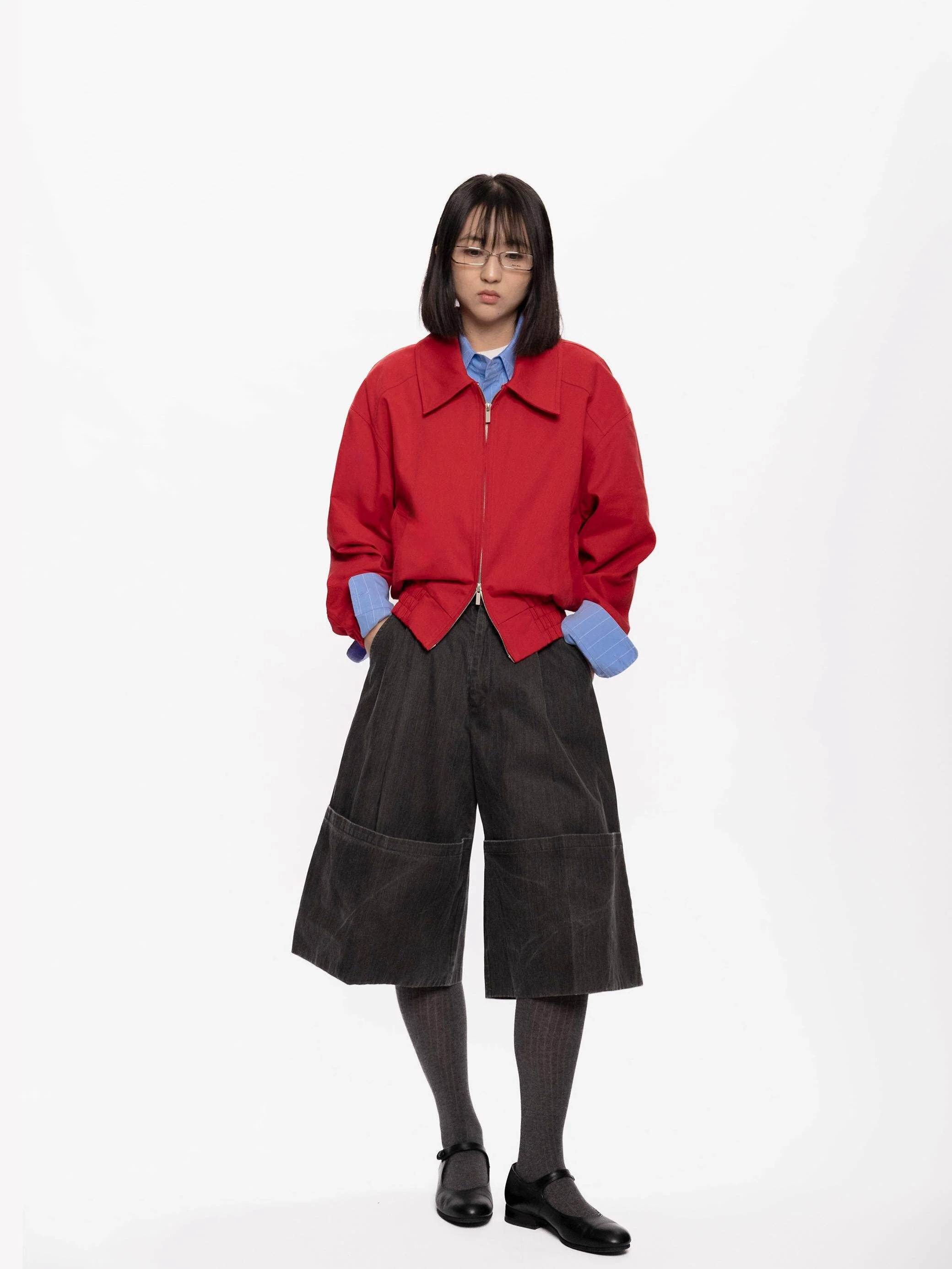Faux Leather Collar Zip Jacket - Image 3