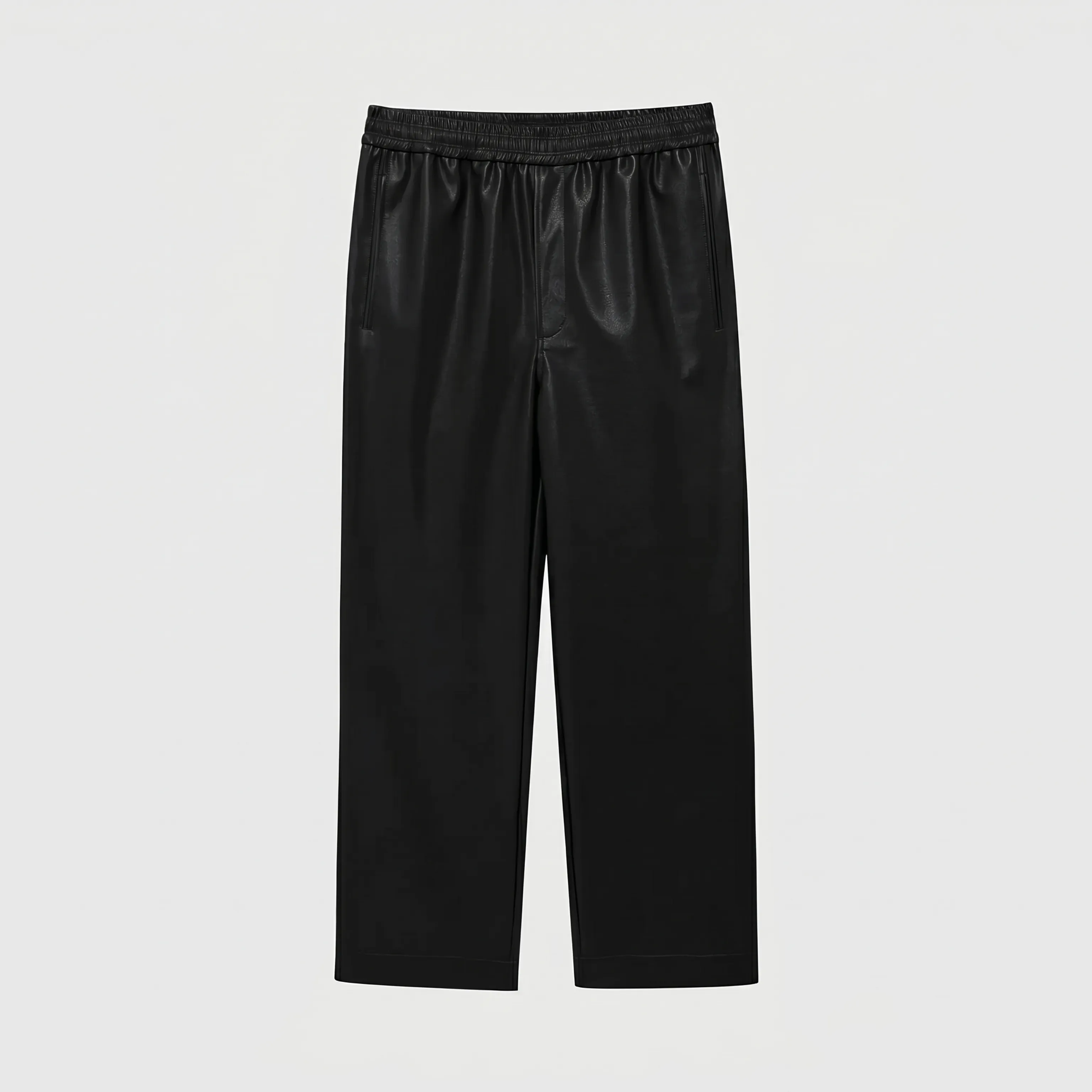 Faux Leather Cropped Straight Trousers - Image 7